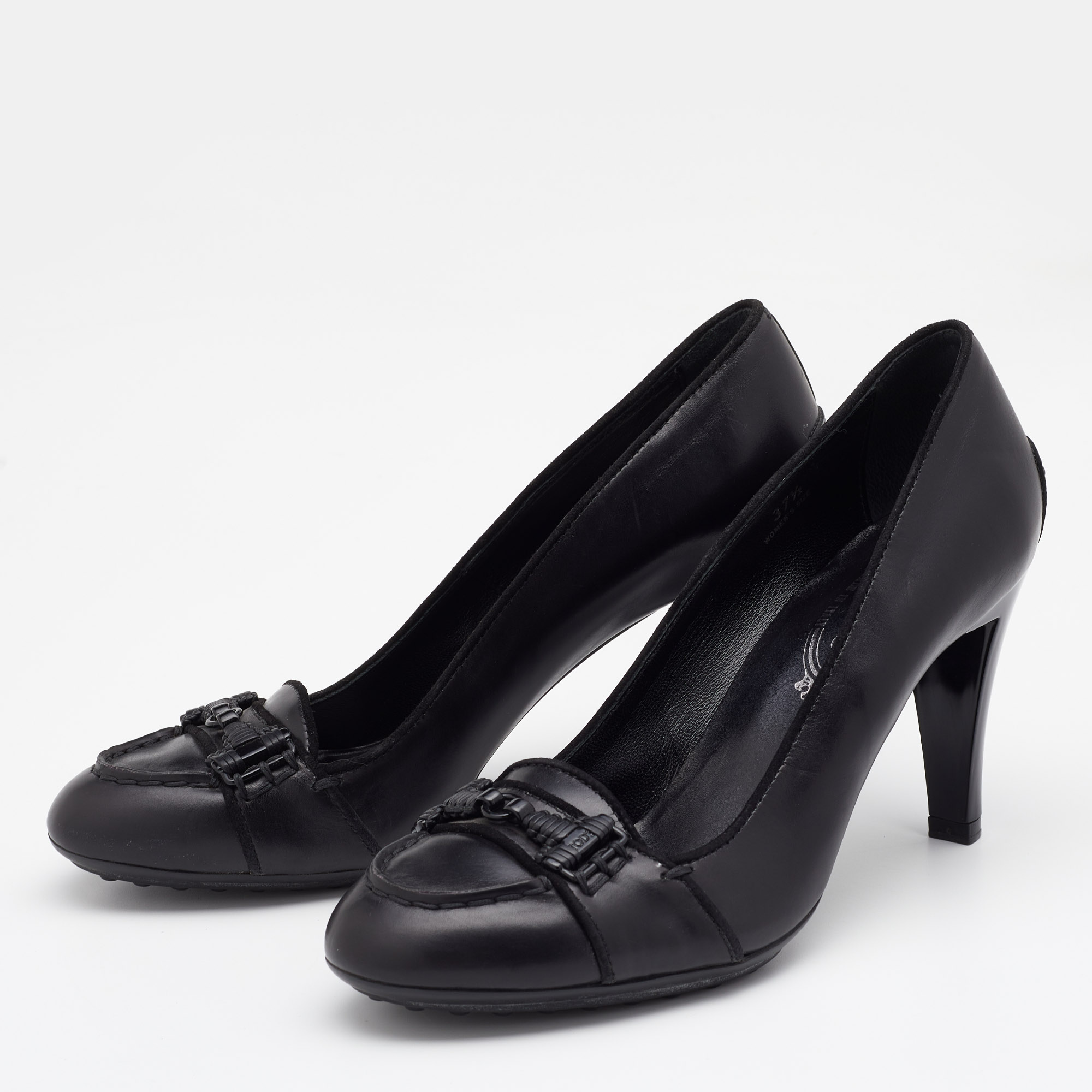 

Tod's Black Leather Bit Loafer Pumps Size