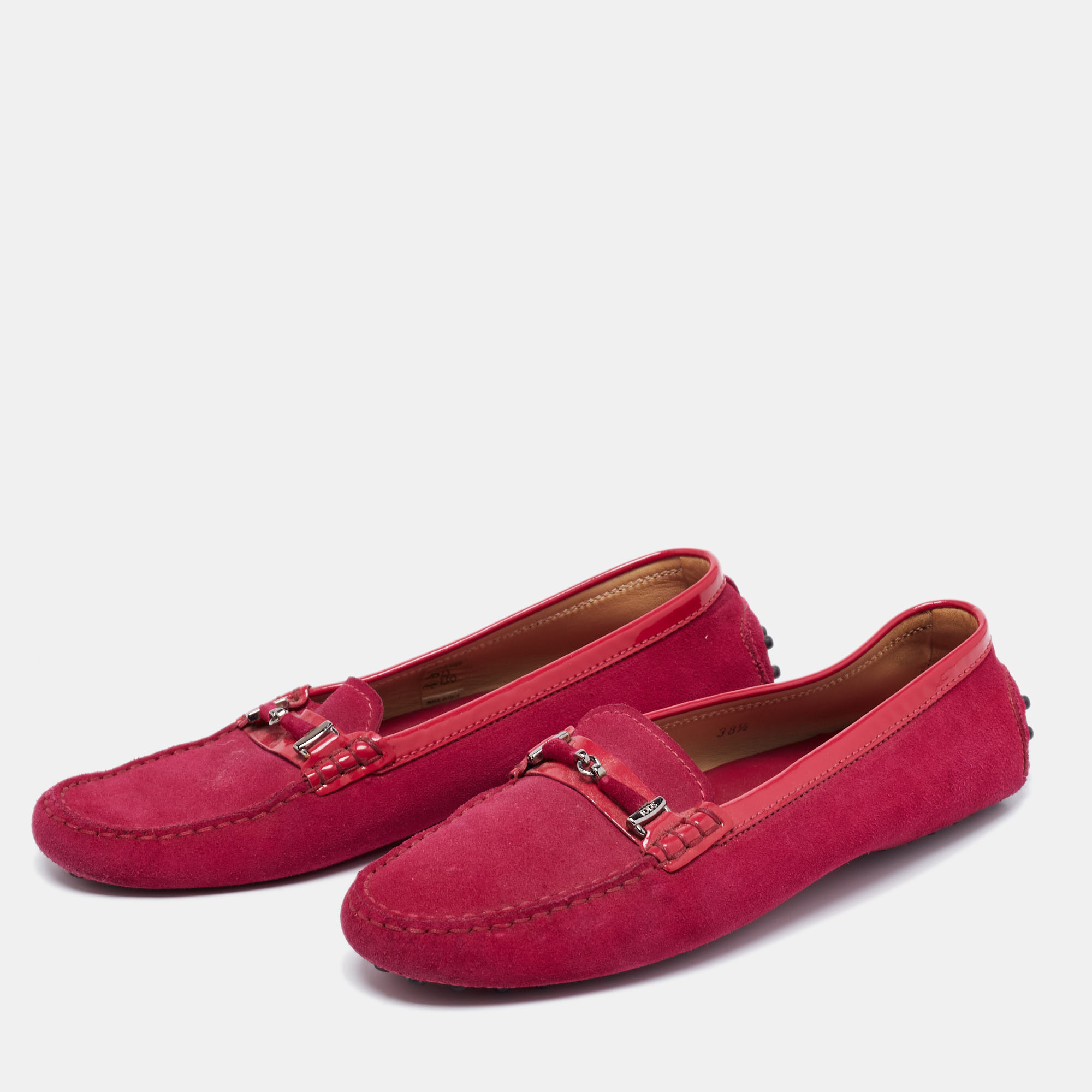 

Tod's Magenta Suede Buckle Loafers Size, Purple