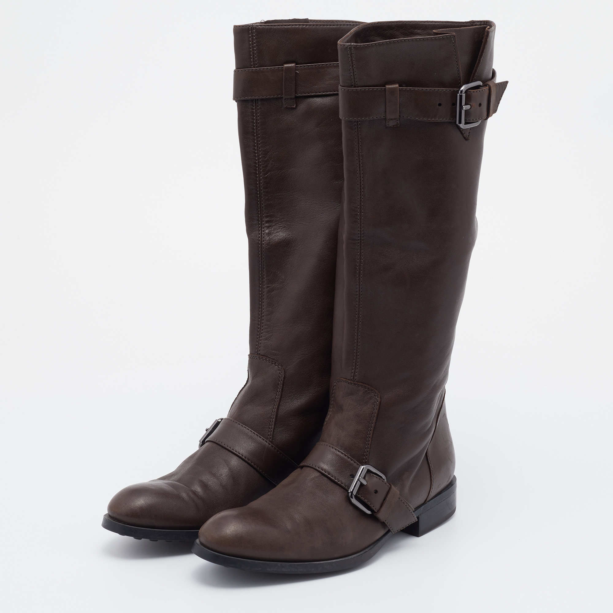 

Tod's Brown Leather Calf Length Boots Size