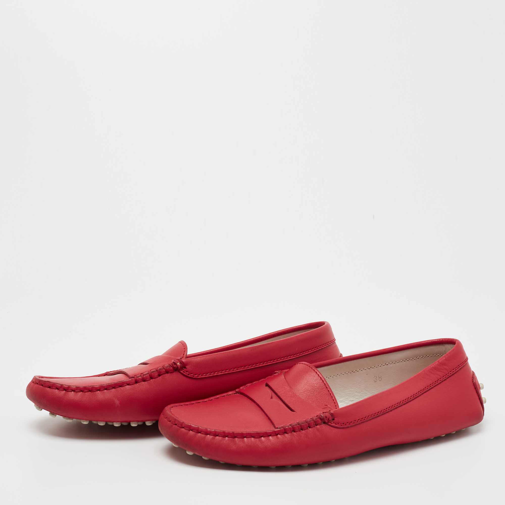 

Tod's Pink Leather Penny Slip On Loafers Size
