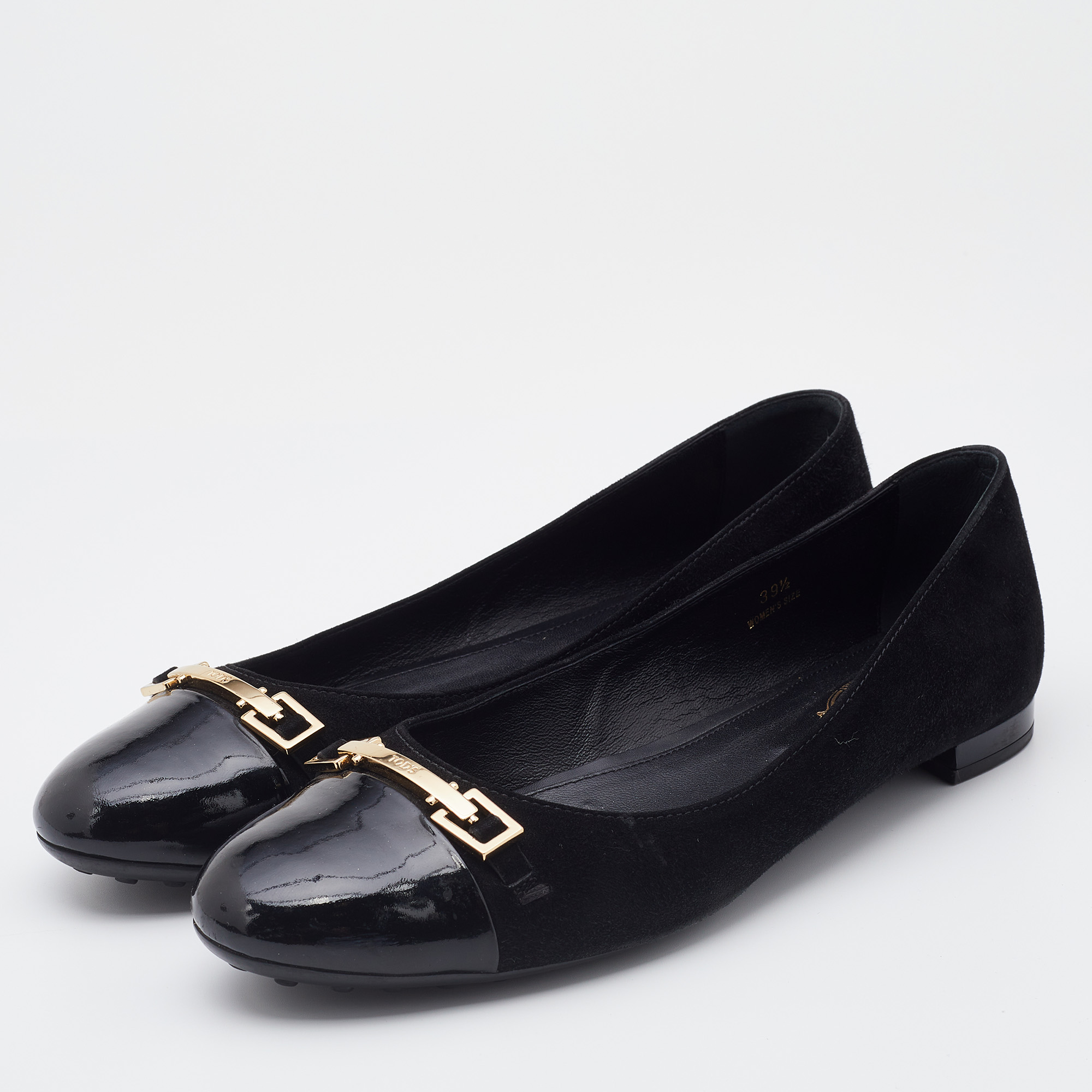 

Tod's Black Suede and Patent Leather Ballet Flats Size