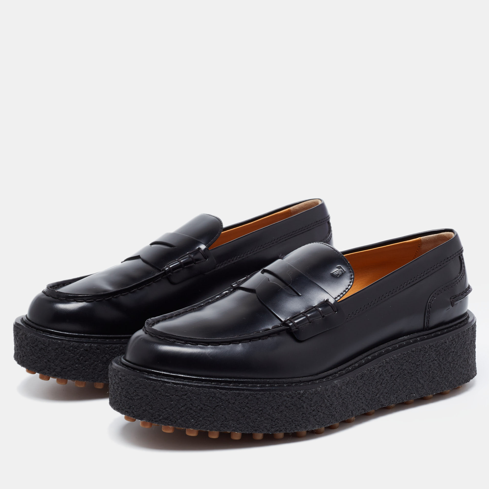 

Tod's Black Leather Slip On Loafers Size