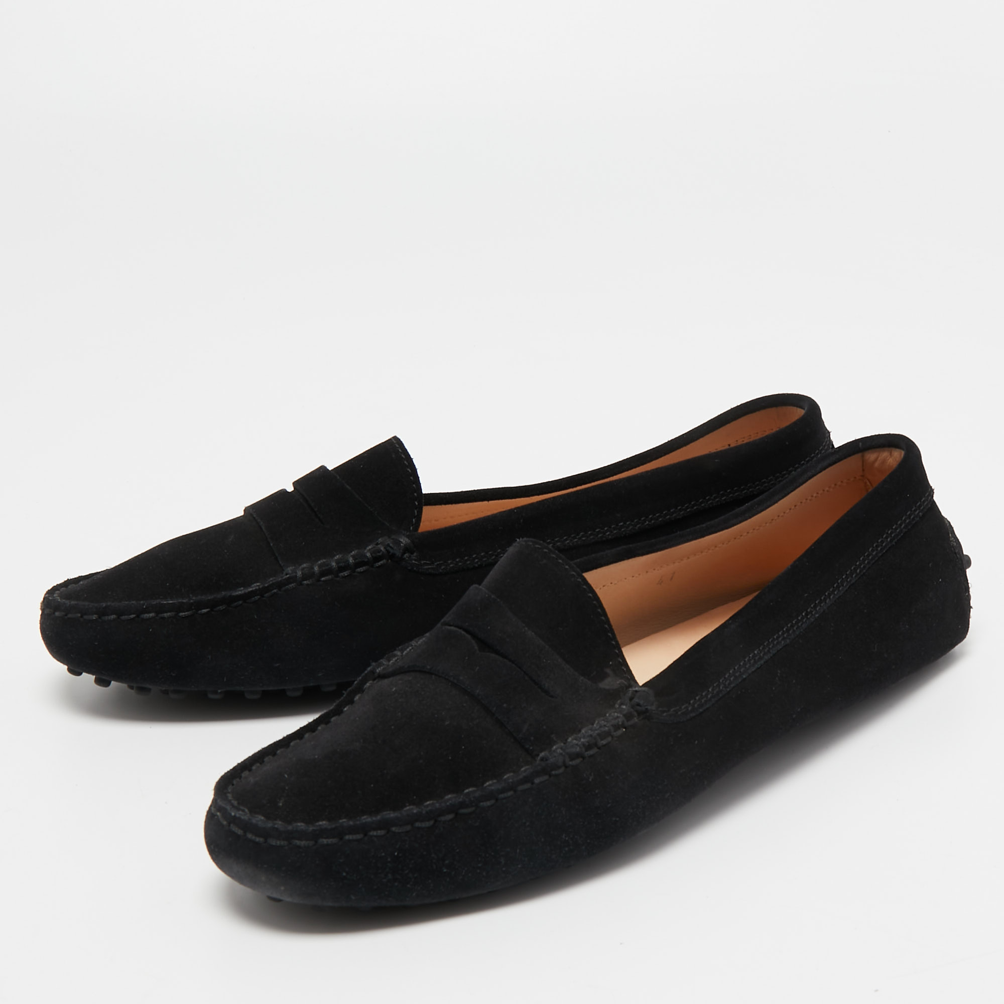 

Tod's Black Suede Penny Loafers Size