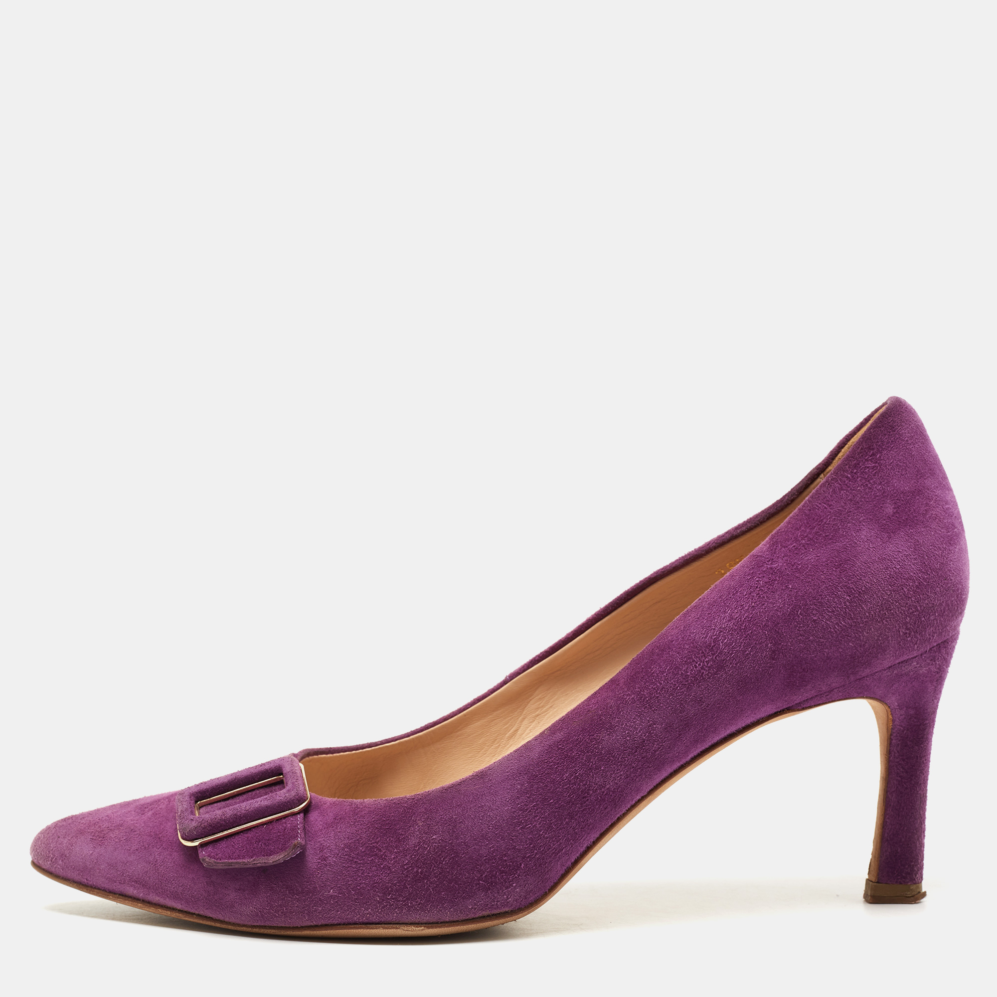 Pre-owned Tod's Purple Suede Buckle Pumps Size 39.5