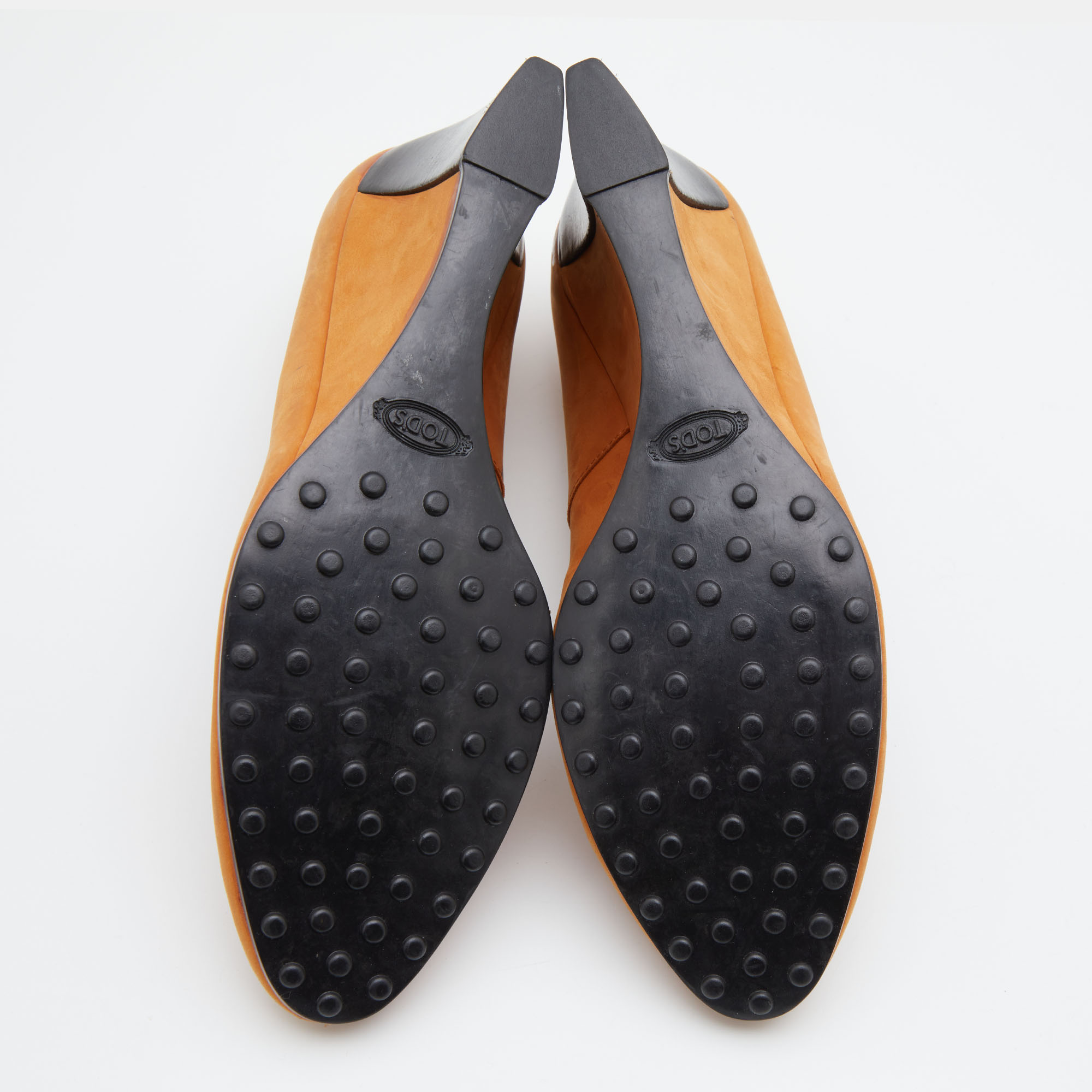 Tod`s Brown Nubuck Leather Wedge Pumps Size 39 