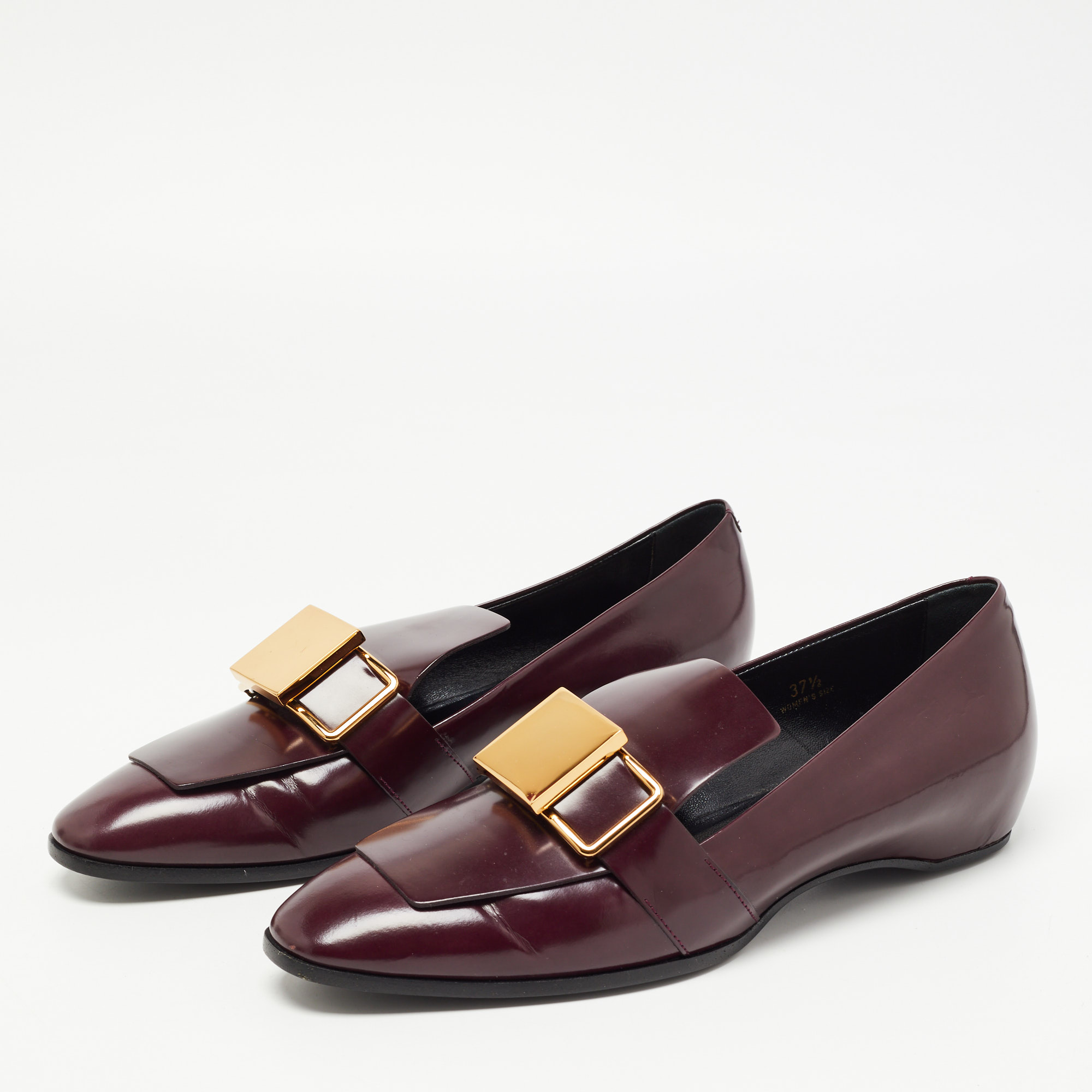 

Tod's Plum Leather Metal Buckle Strap Loafers Size, Purple
