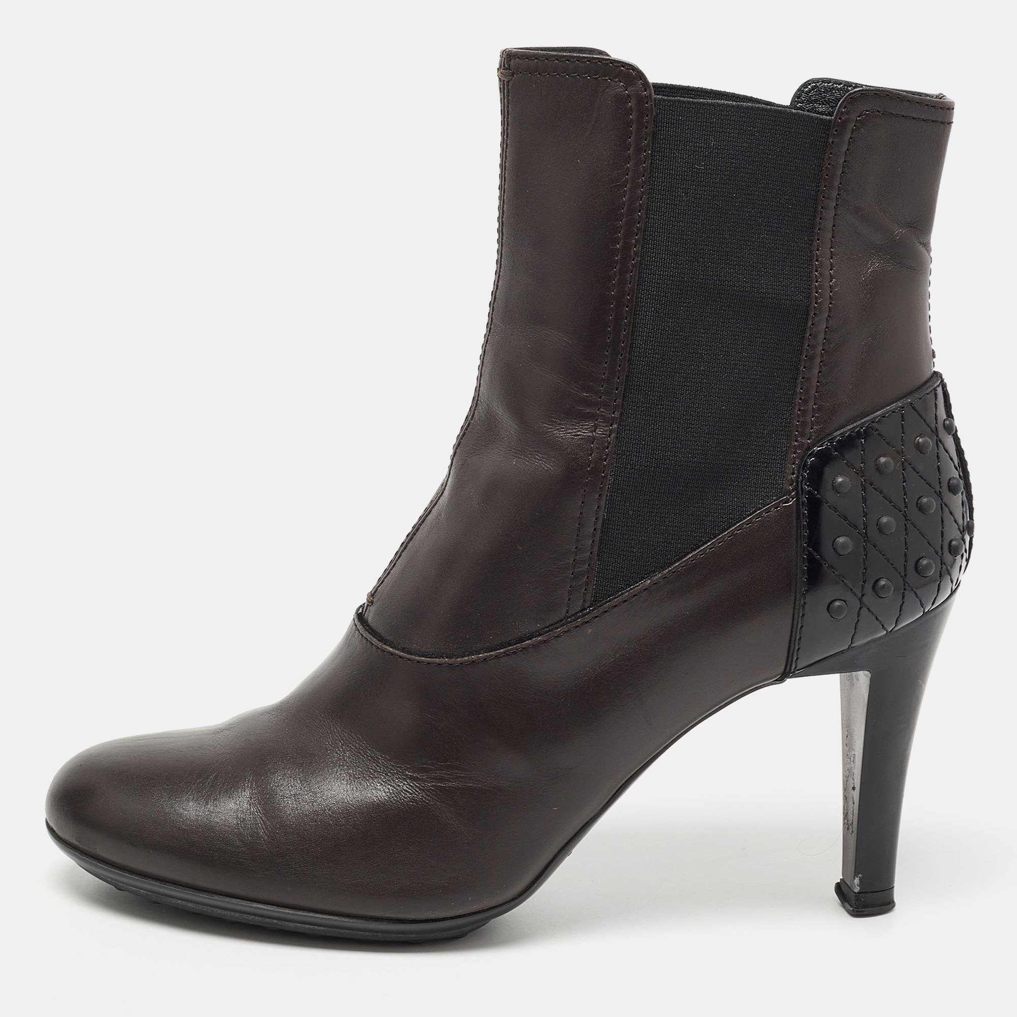 

Tod's Dark Brown Leather Ankle Booties Size