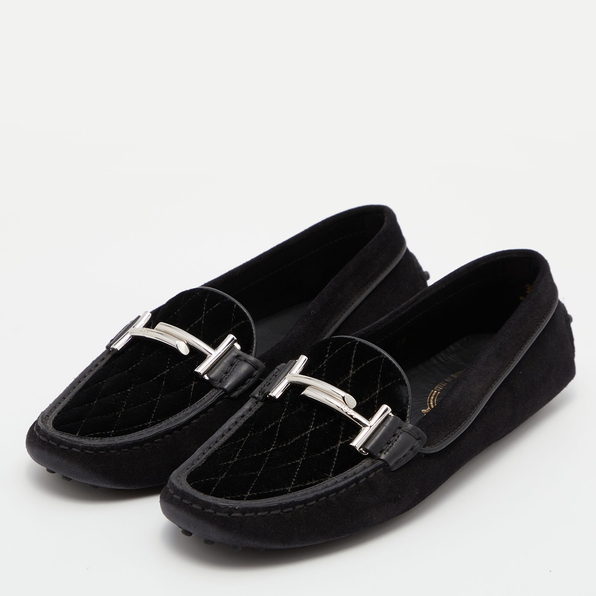 

Tod's Black Suede and Velvet Slip on Loafers Size