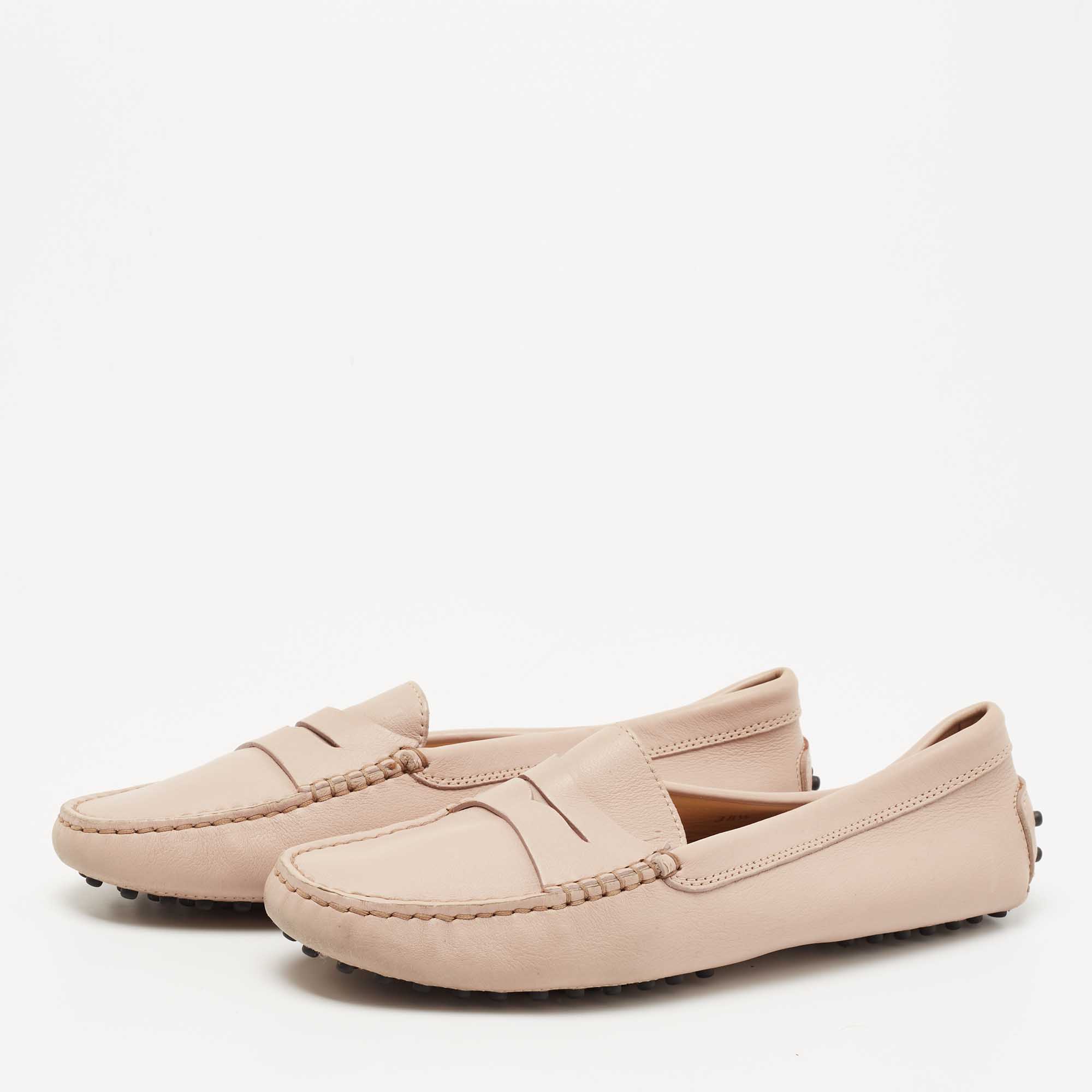 

Tod's Light Pink Leather Penny Loafers Size