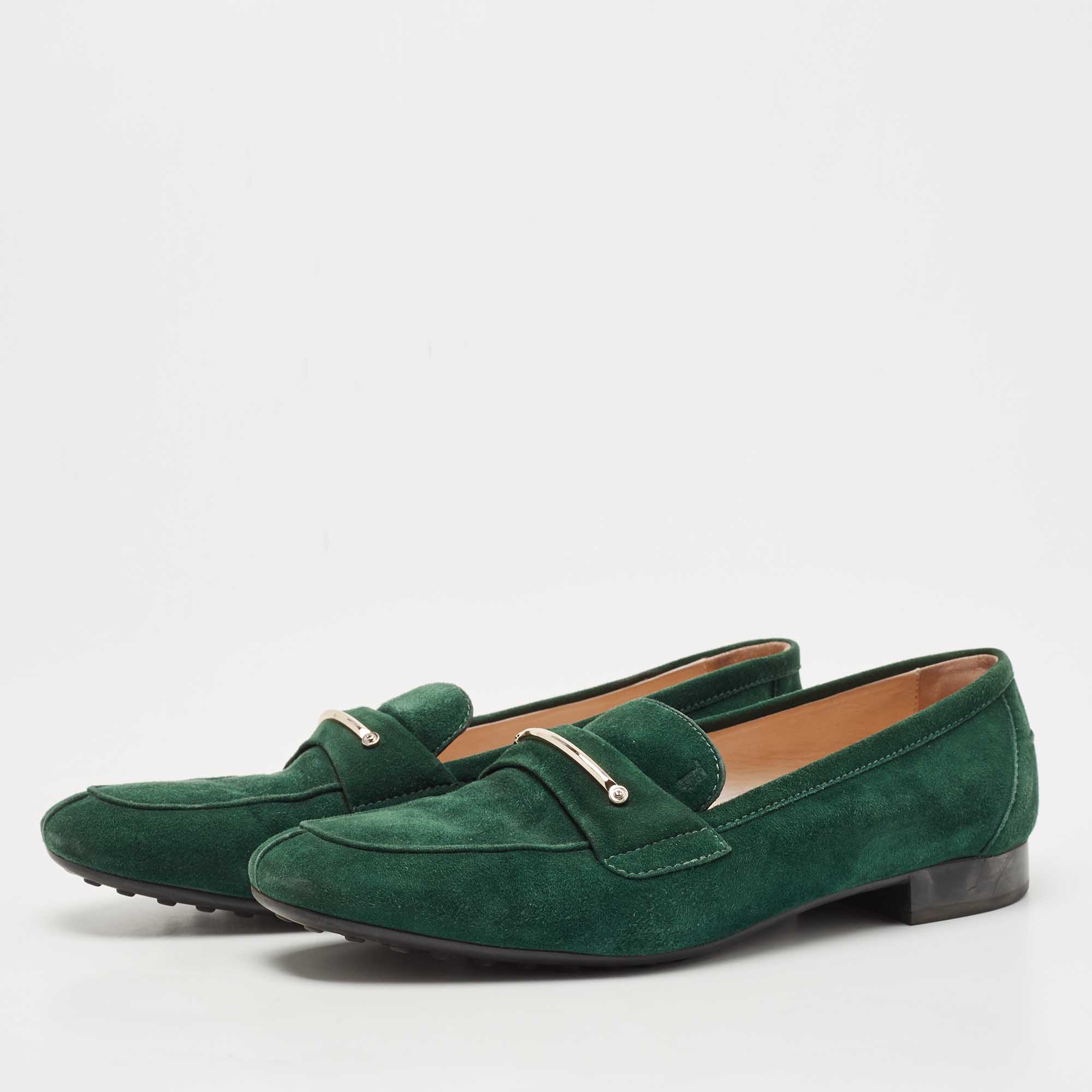

Tod's Green Suede Slip On Loafers Size