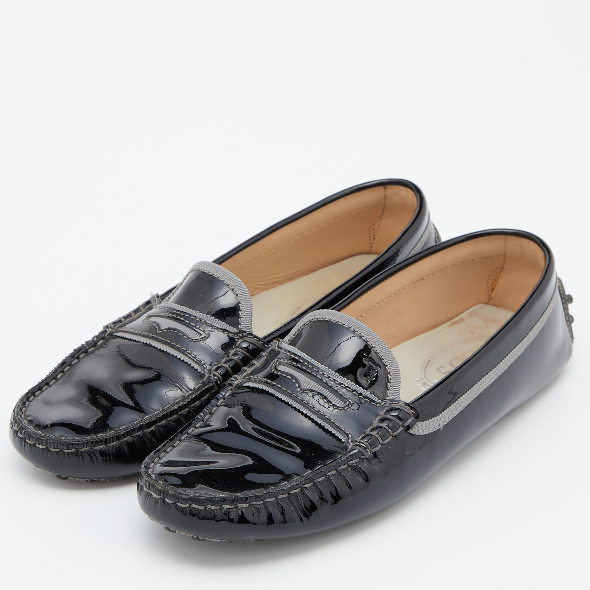 

Tod's Black Patent Leather Driving Slip On Loafers Size