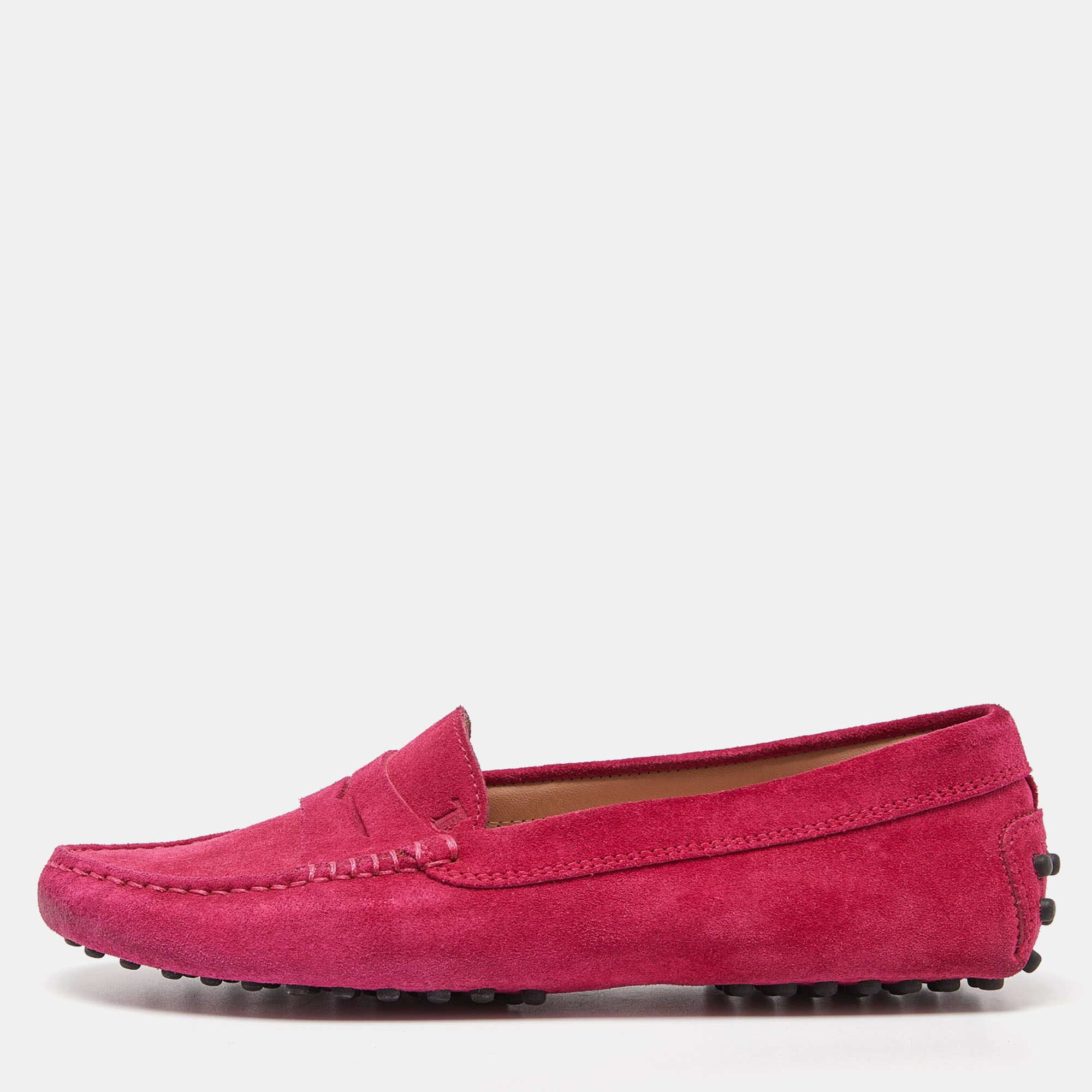 

Tod's Pink Suede Penny Slip On Loafers Size