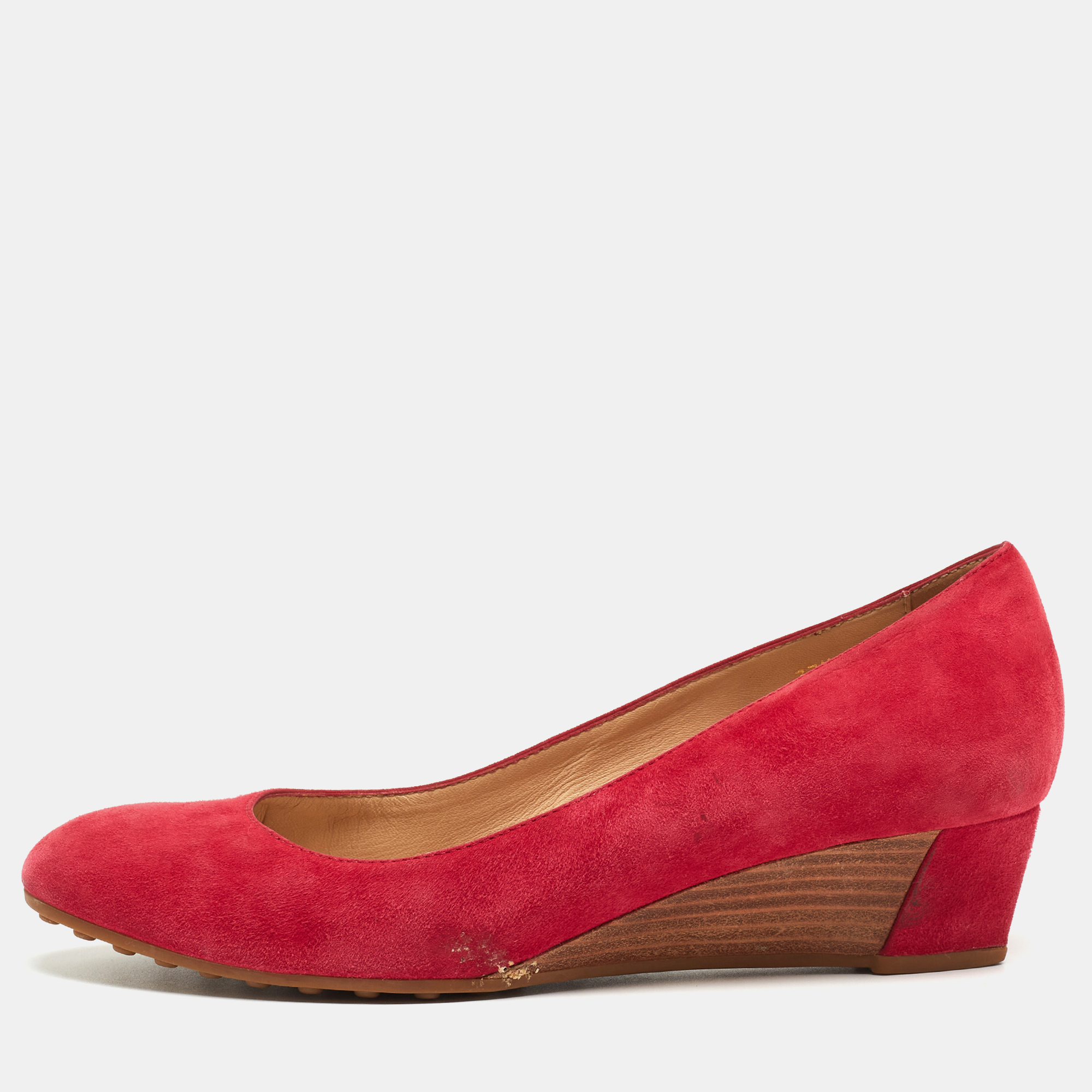 

Tod's Pink Suede Wedge Pumps Size