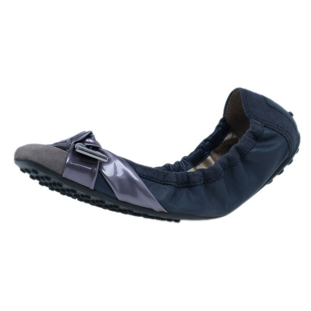 Pre Owned Tod's Purple Suede and Leather Ballet Flats Size 40.5