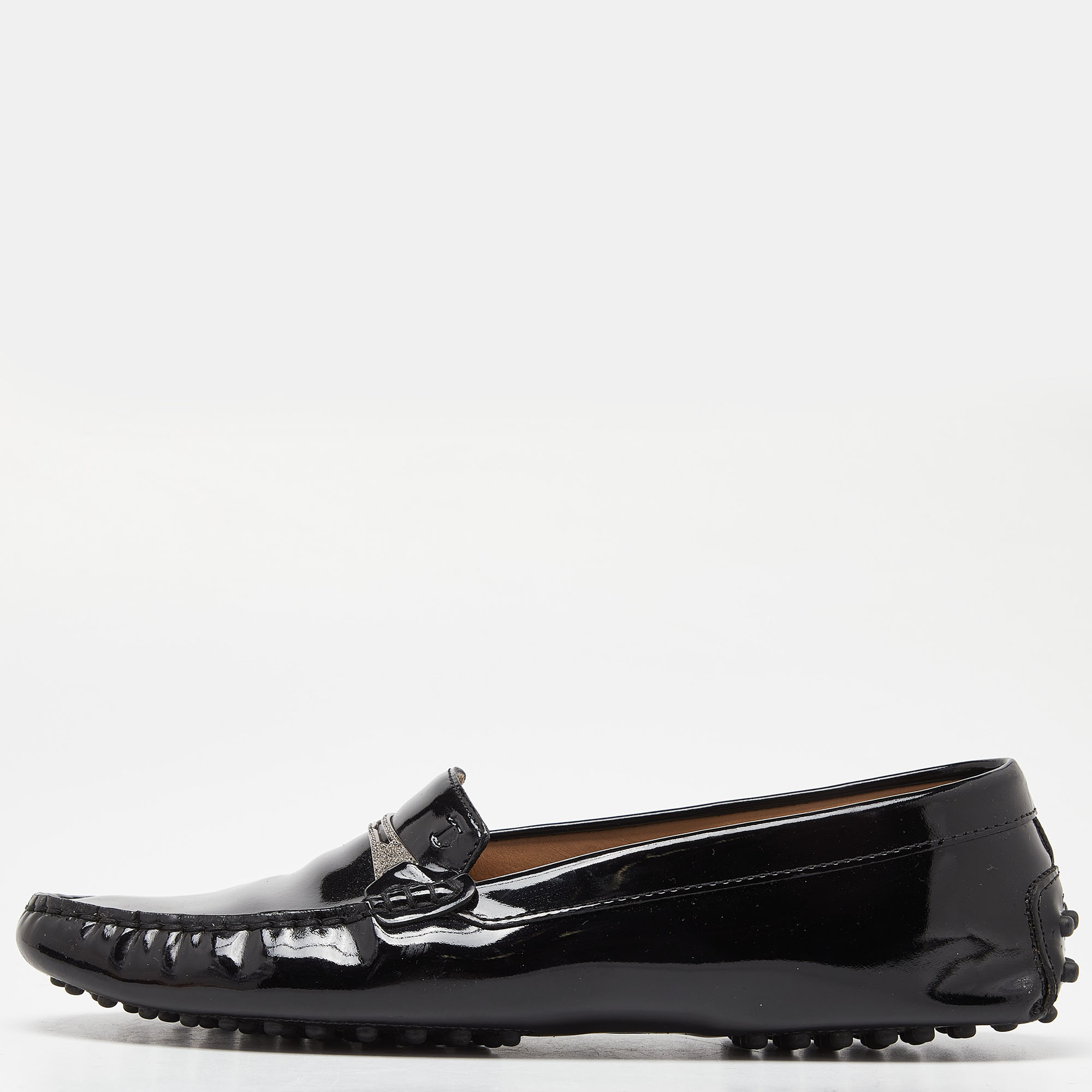 Pre-owned Tod's Black Patent Leather Penny Loafers Size 40