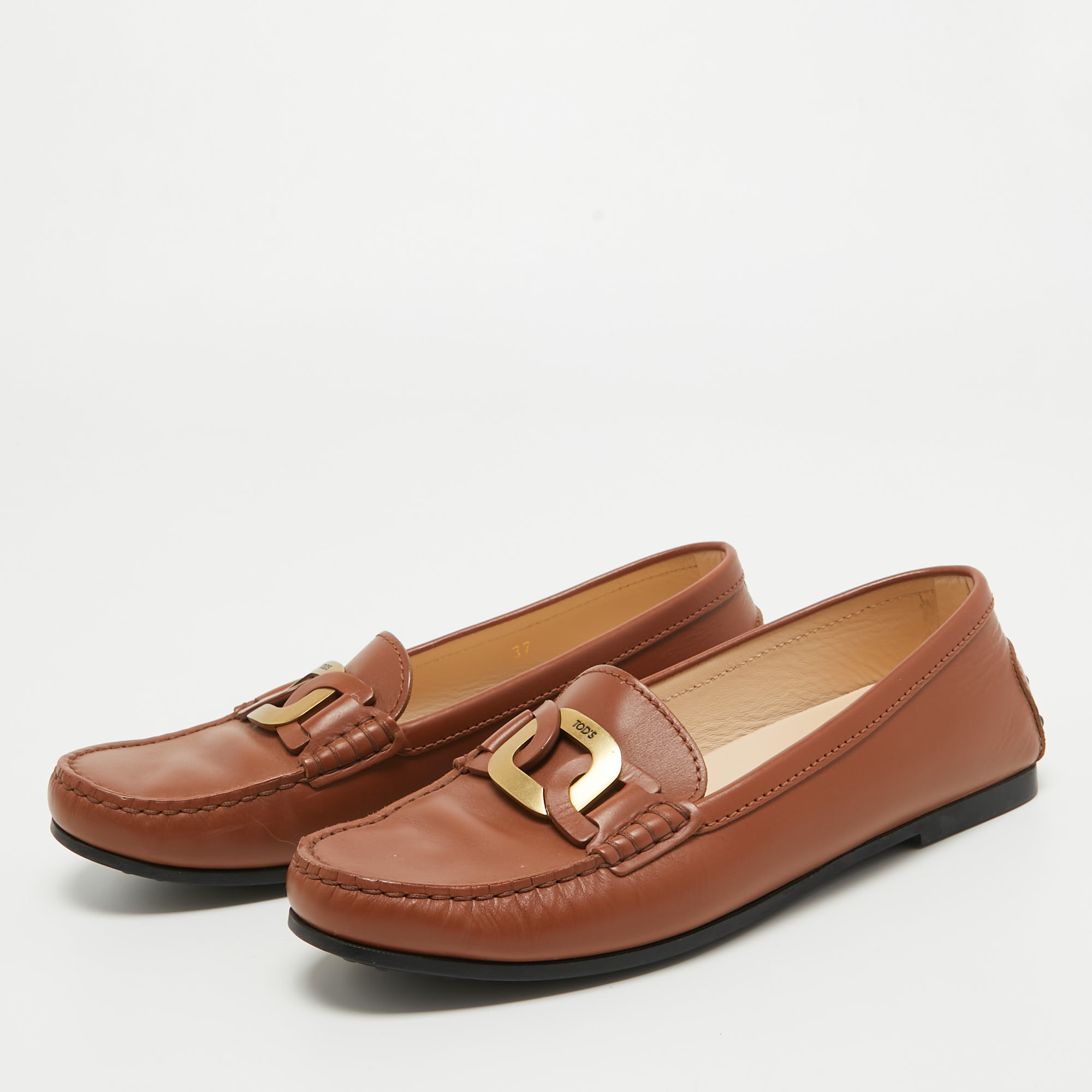 

Tod's Brown Leather Slip On Loafers Size
