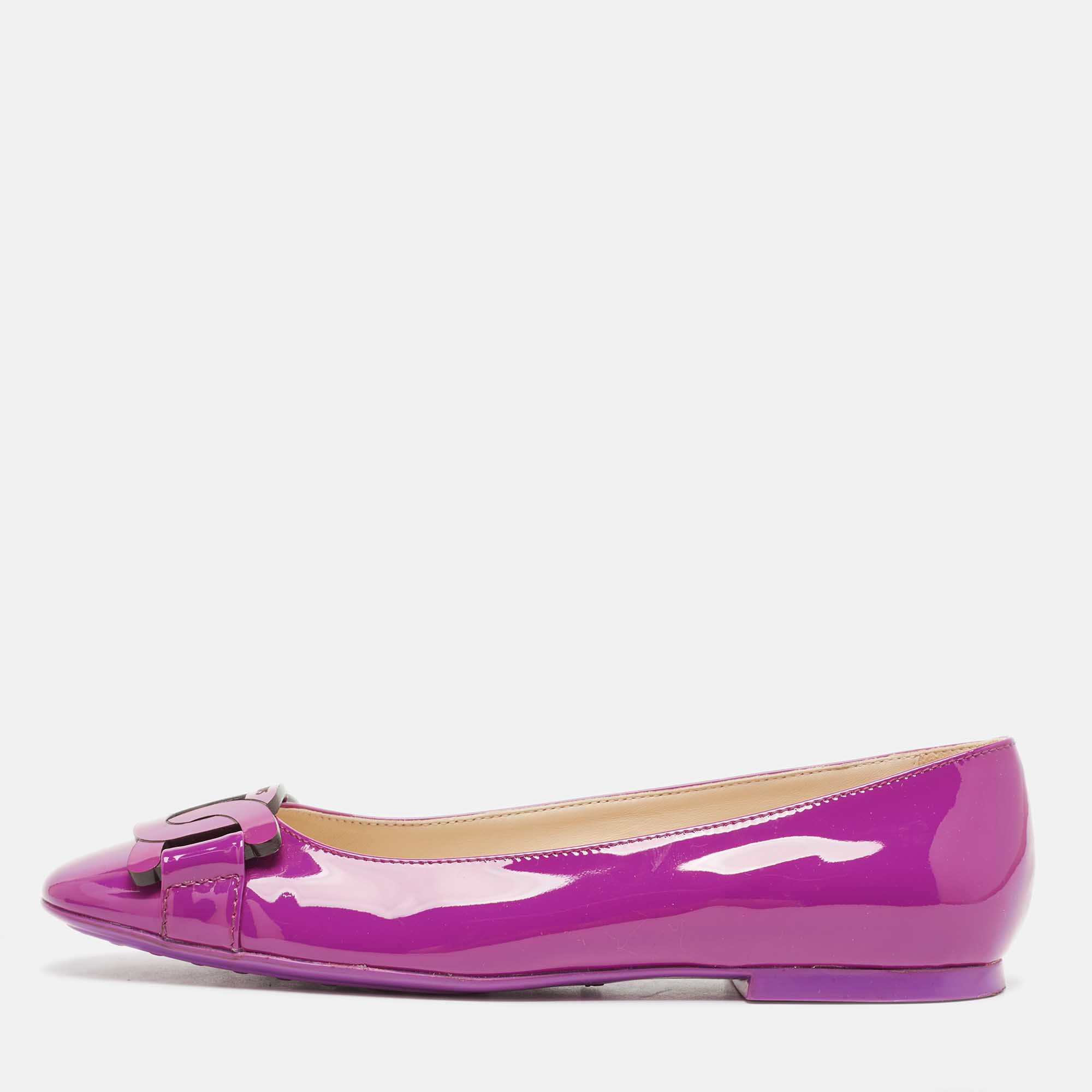 

Tod's Purple Patent Leather Ballet Flats Size