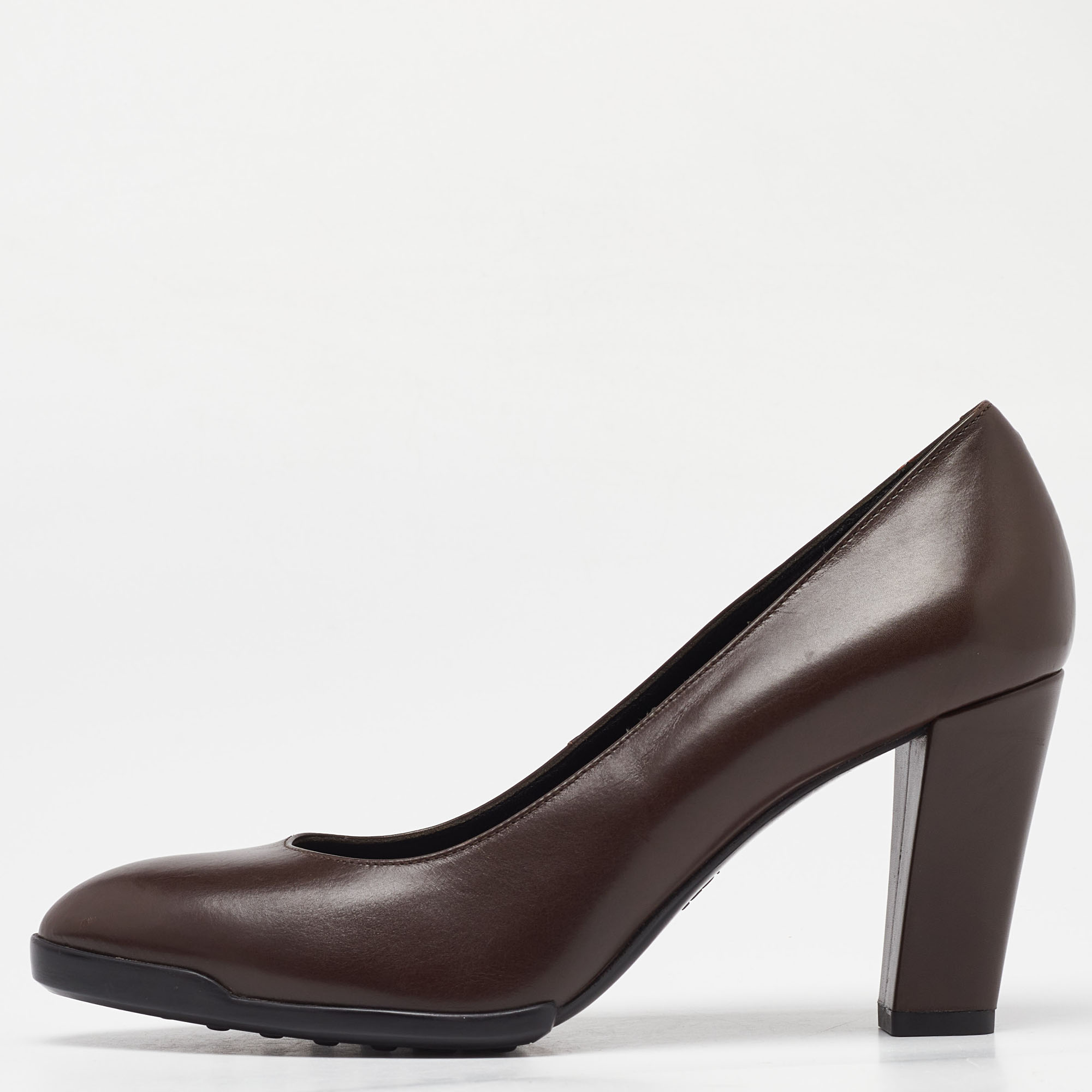 

Tod's Brown Leather Block Heel Pumps Size