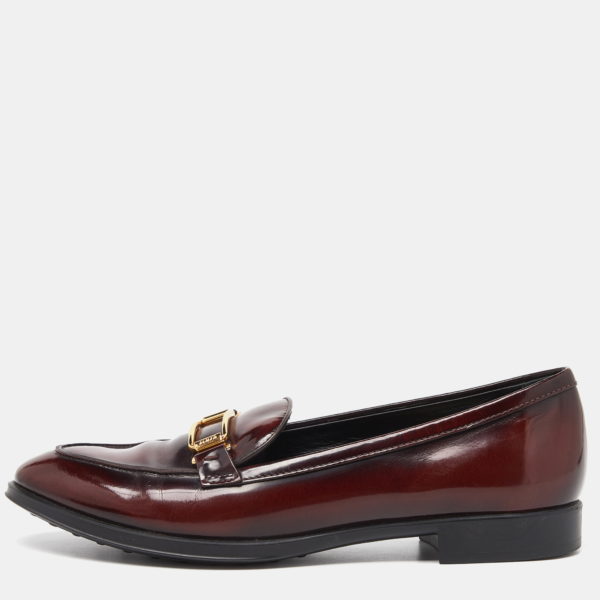 

Tod's Brick Shiny Leather Slip On Loafers Size, Brown