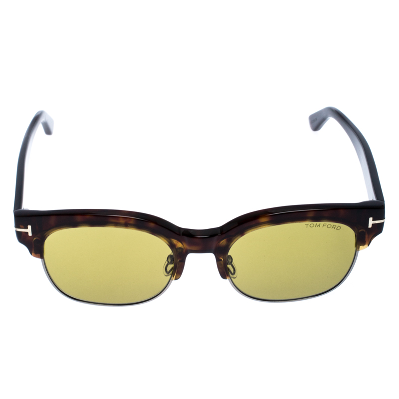 

Tom Ford Brown/Green Tortoise Harry-02 Half Rim Sunglasses