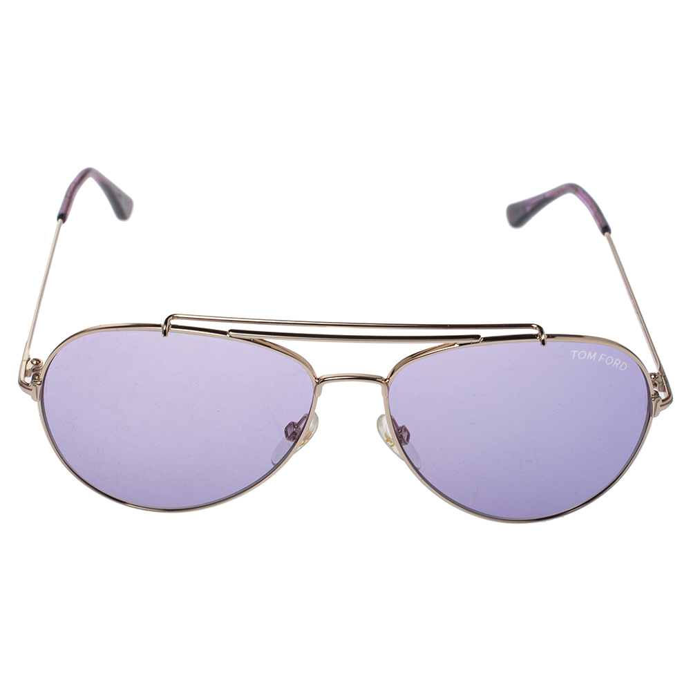 

Tom Ford Purple/Gold Indiana Aviator Sunglasses