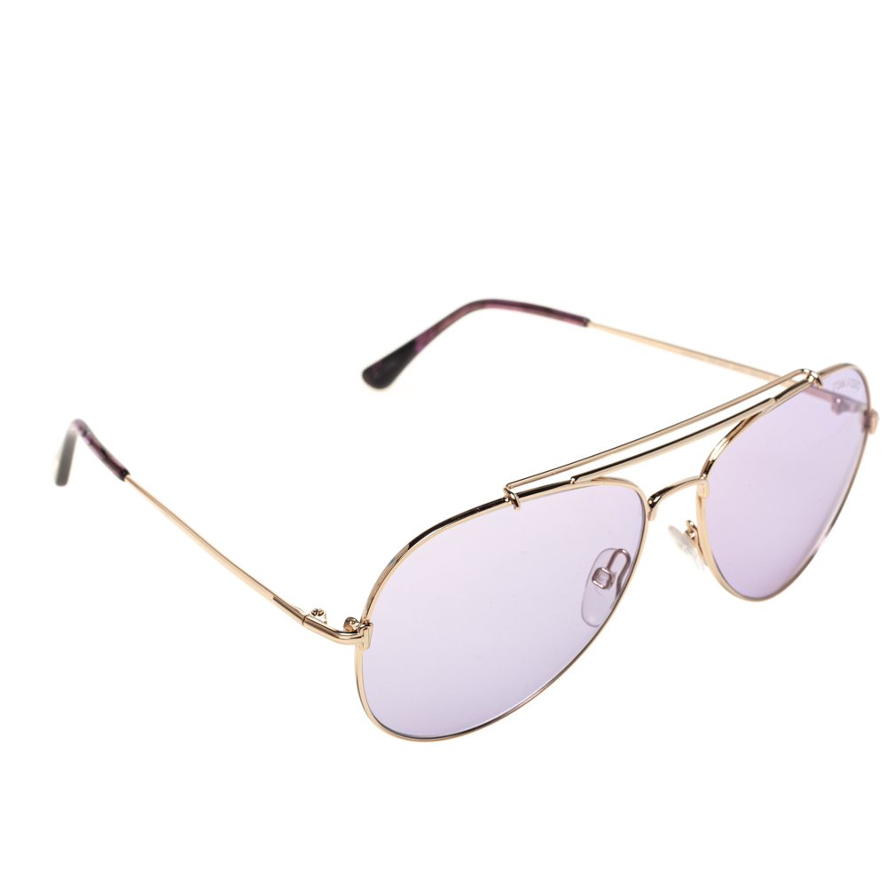 Tom Ford Purple/Gold Metal Indiana Aviator Sunglasses