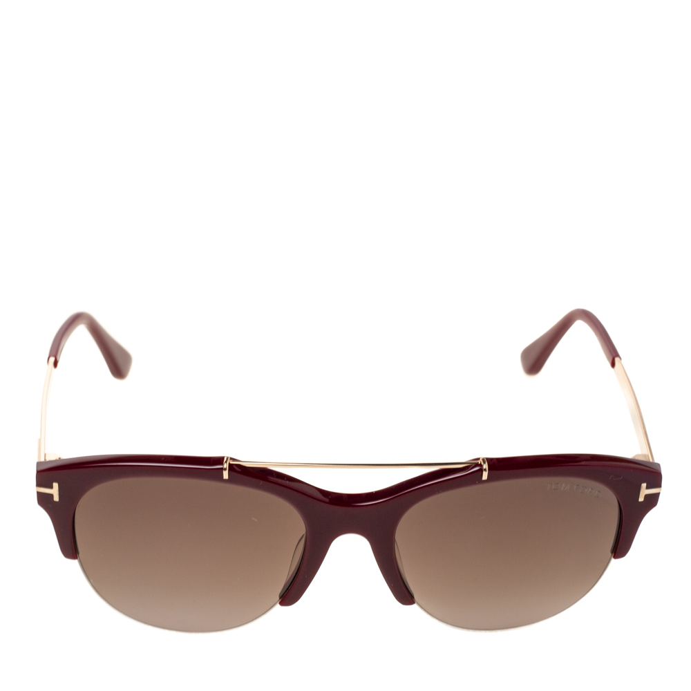 

Tom Ford Maroon/Black Gradient Adrenne Oval Sunglasses, Burgundy