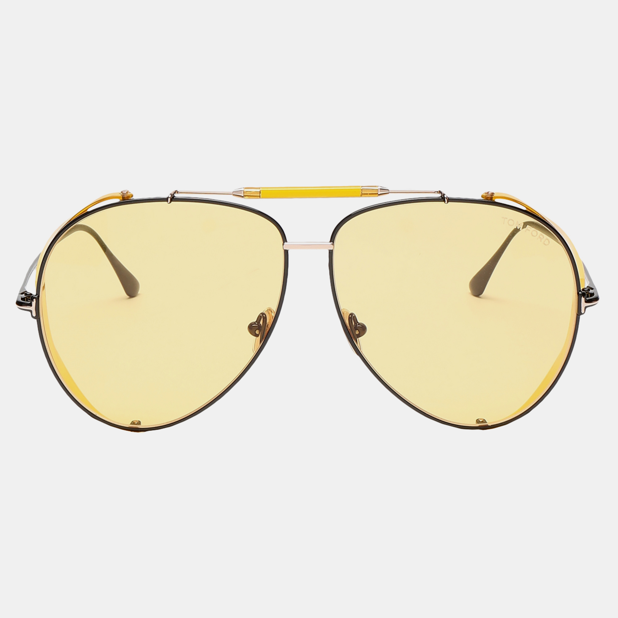 Pre-owned Tom Ford Metal Unisex Sunglasses 62 In Yellow