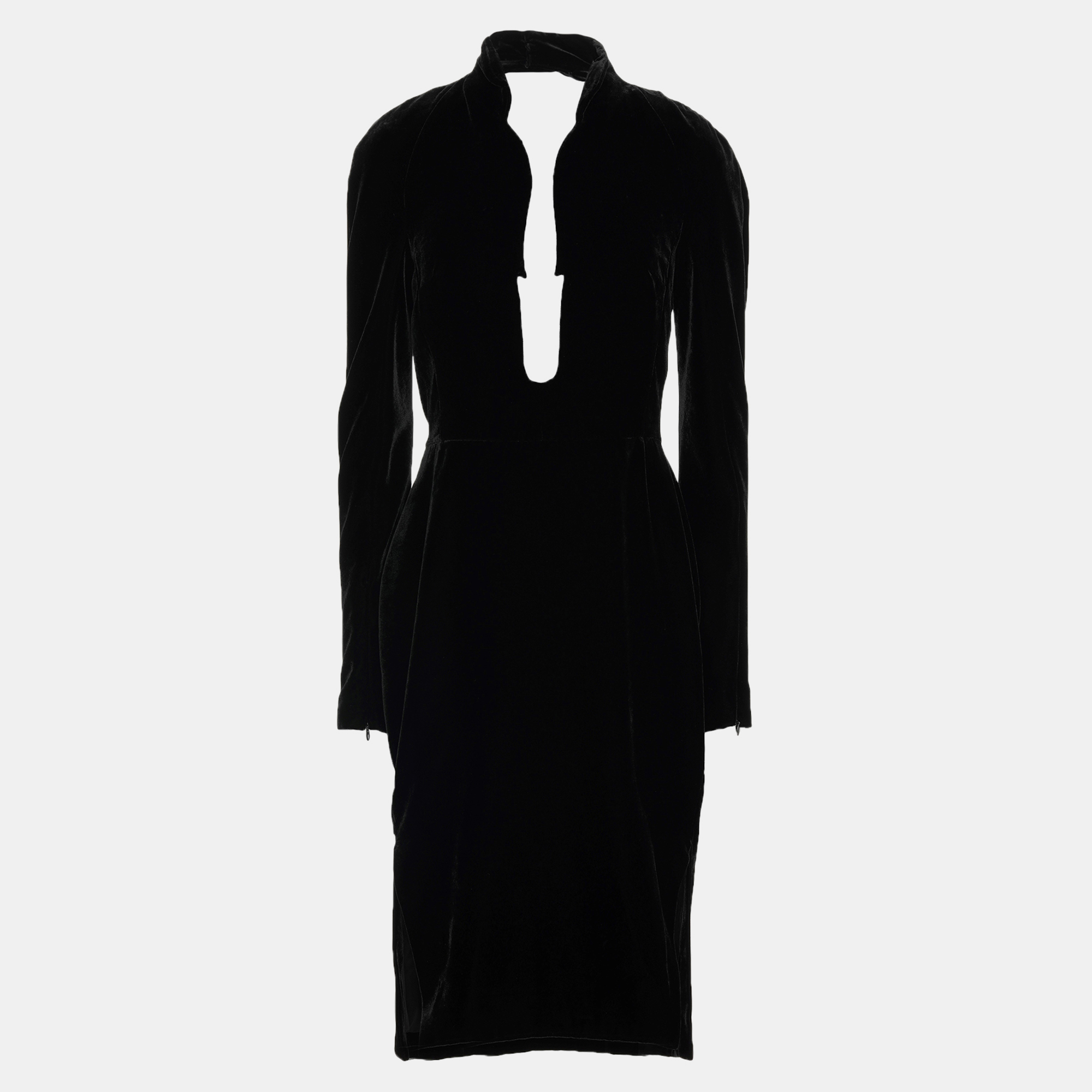 Pre-owned Tom Ford Viscose Midi Dress 42 In Black