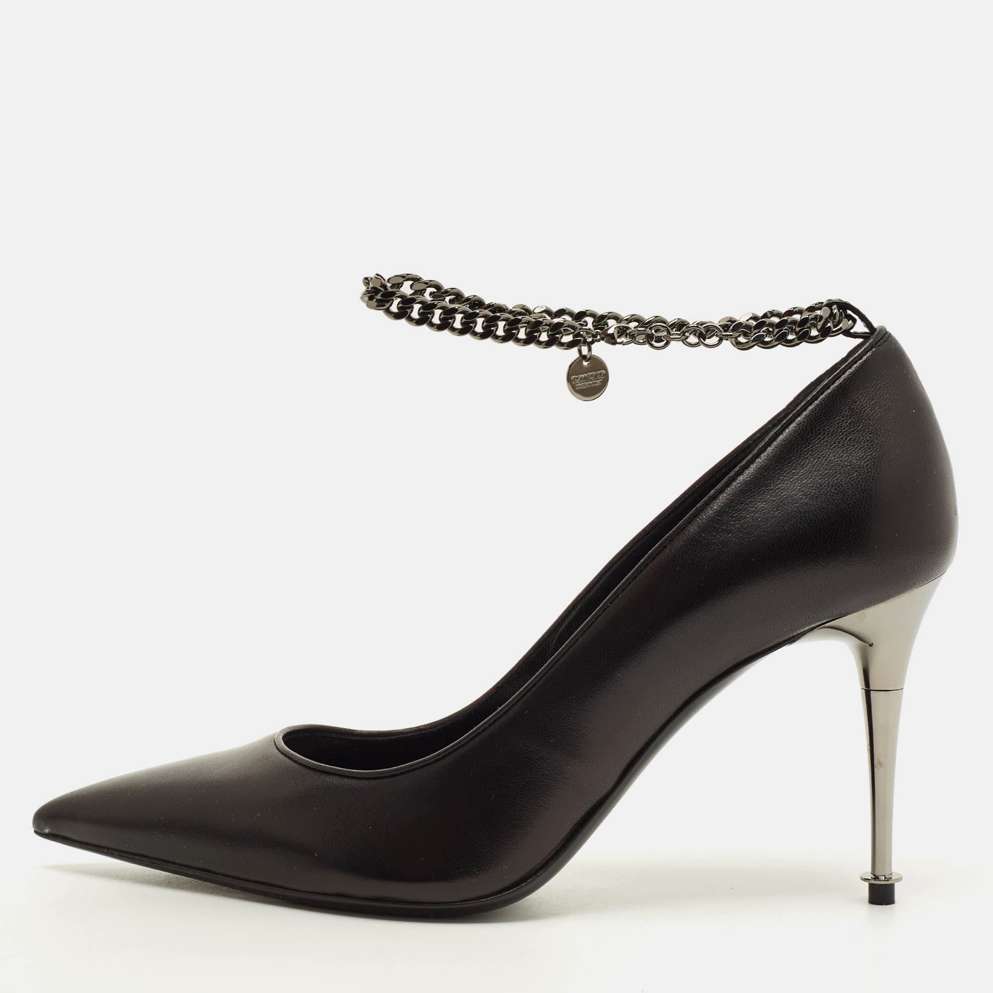 

Tom Ford Ankle Chain Size  Black Leather Pumps