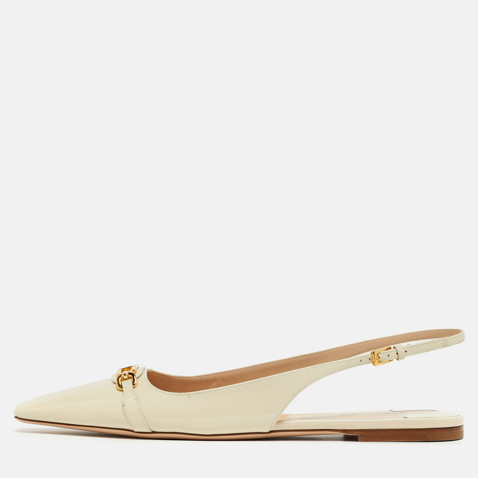 

Tom Ford Whitney Size  Cream Patent Leather Slingback Flats