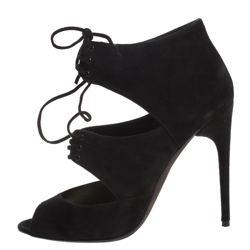 

Tom Ford Black Suede Open Toe Ankle Booties Size