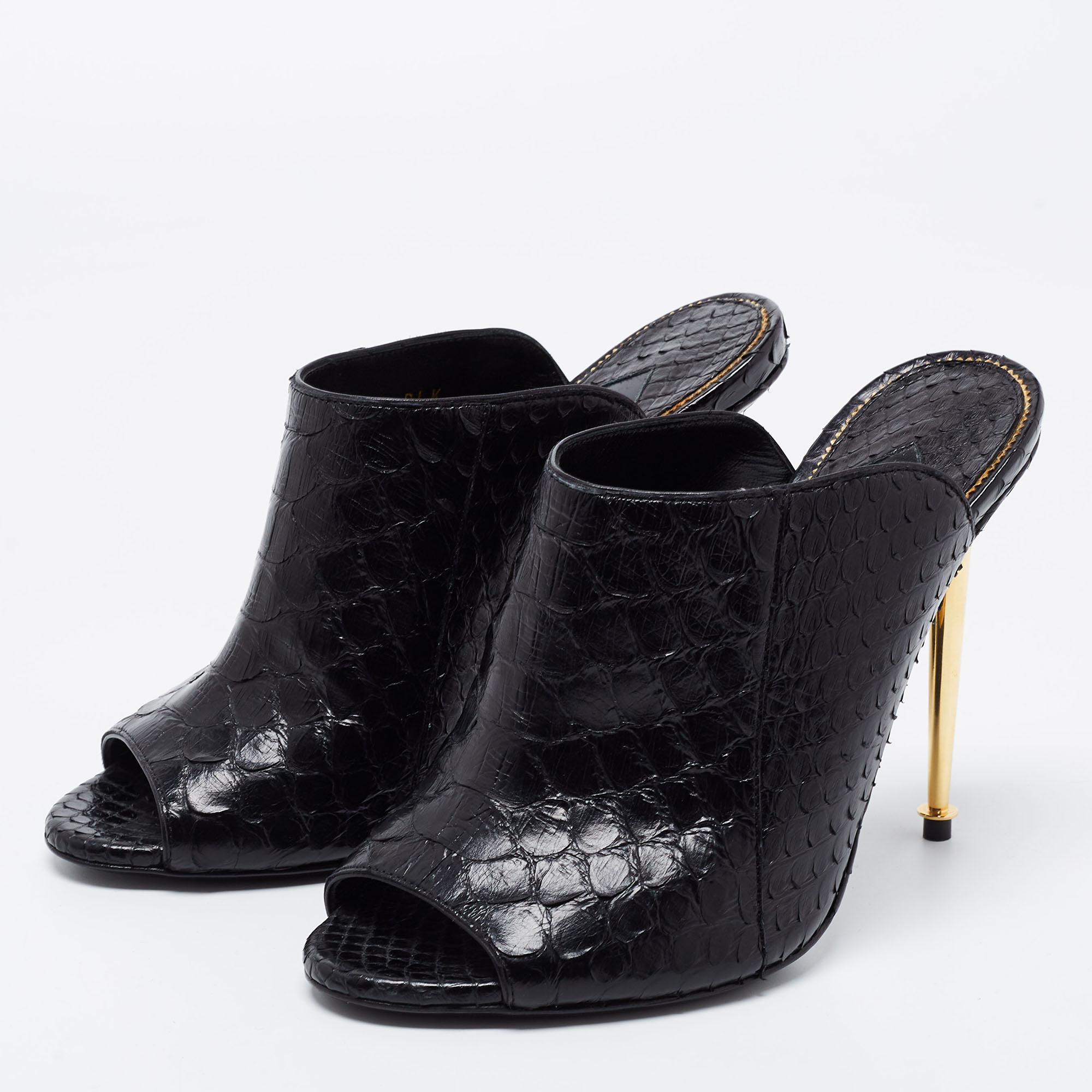 

Tom Ford Black Python Open Toe Mules Size