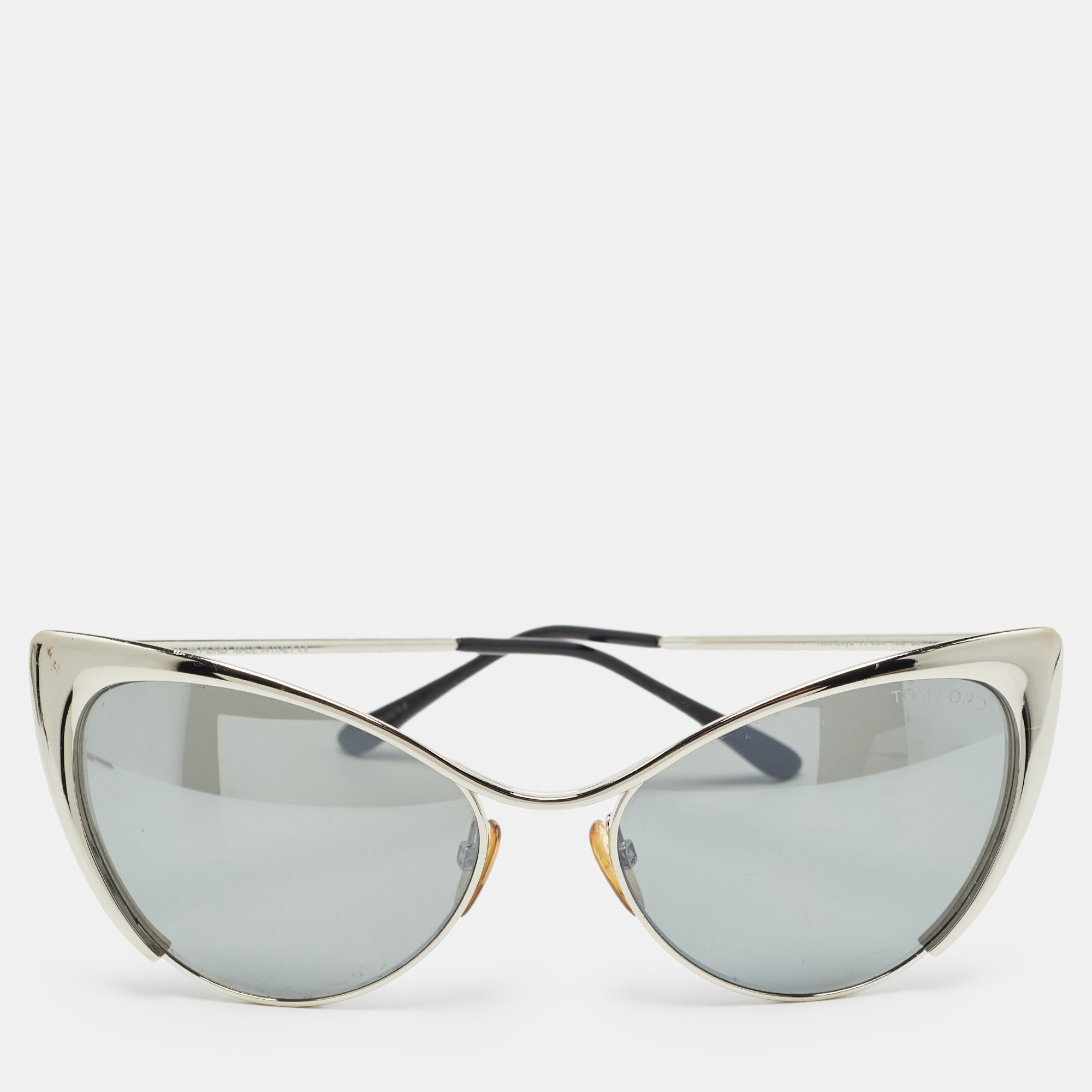 Pre-owned Tom Ford Silver Mirrored Natasya Tf304 Cat Eye Sunglasses