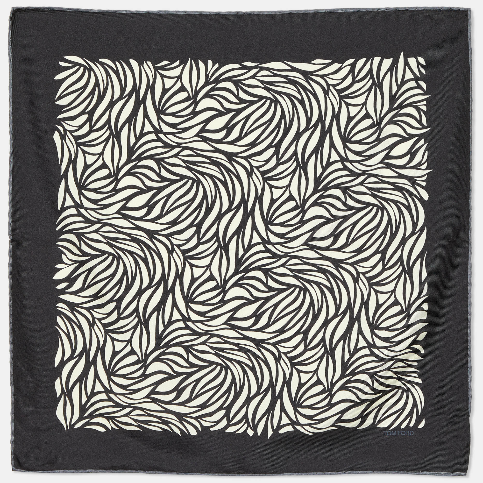 Pre-owned Tom Ford Black Printed Silk Square Scarf