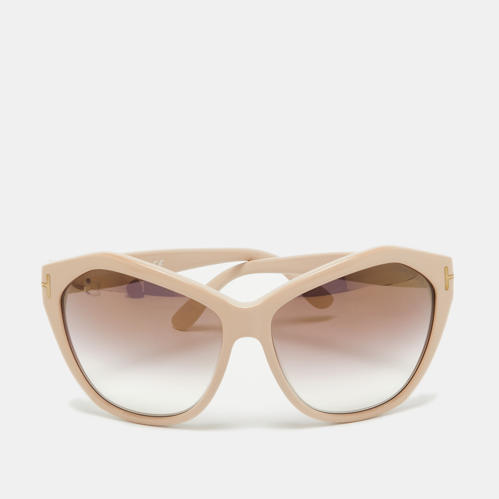 

Tom Ford Beige Gradient TF 317 Angelina Oversized Sunglasses