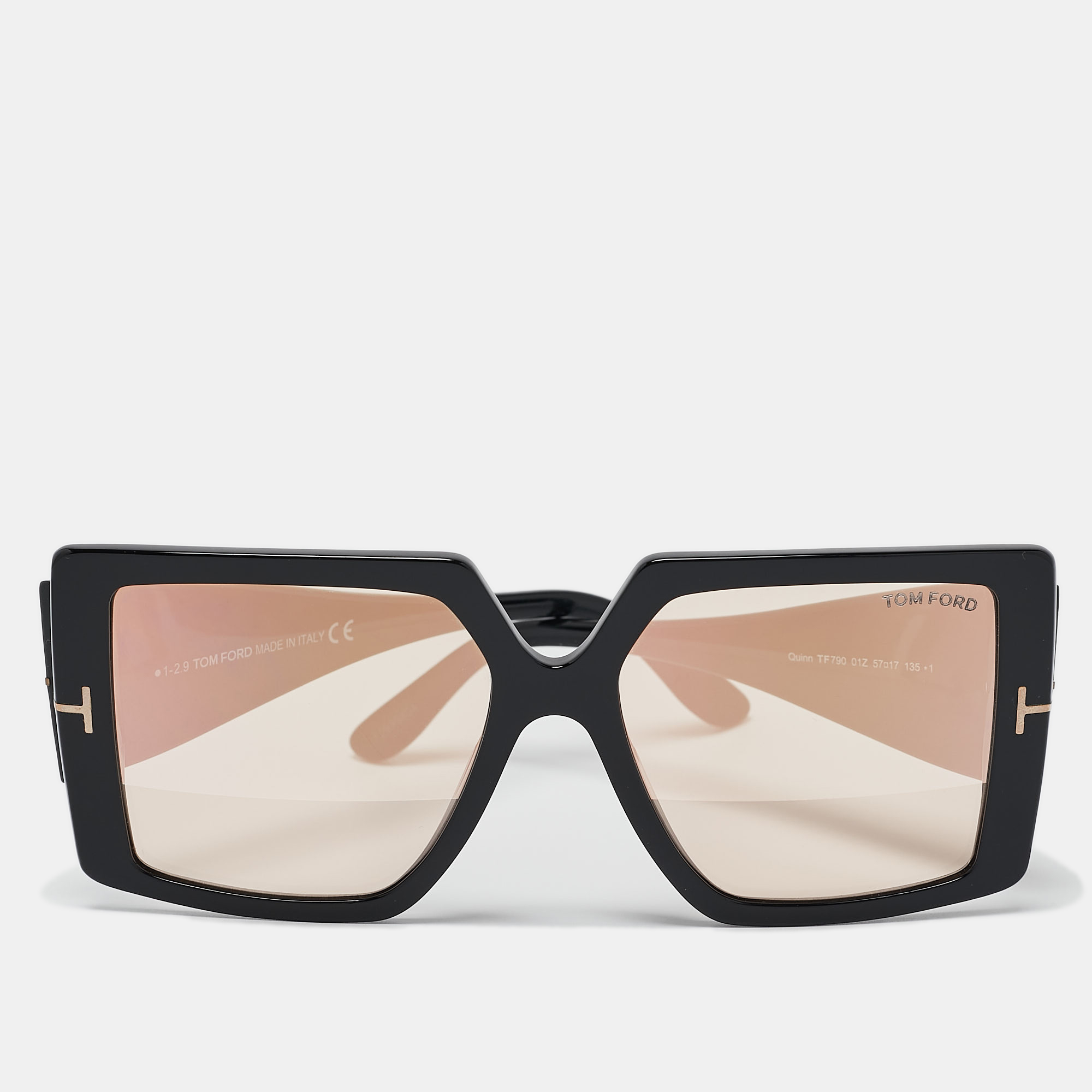 

Tom Ford Black/Orange Mirrored TF790 Quinn Square Sunglasses