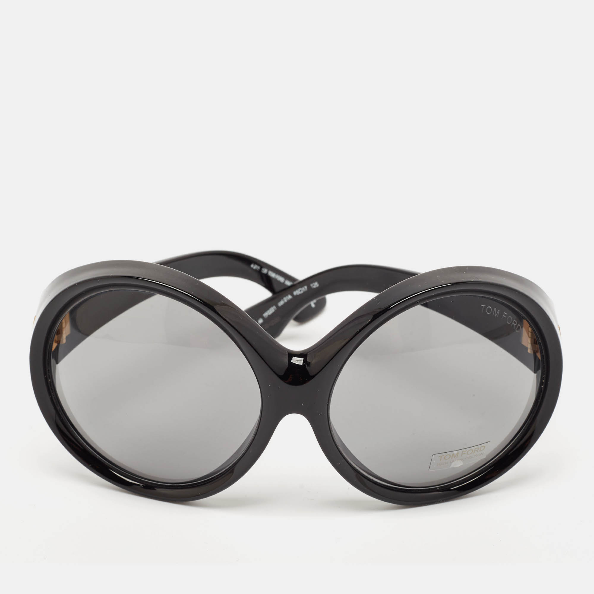 

Tom Ford Black Gradient Ali TF 0221 Round Oversized Sunglasses