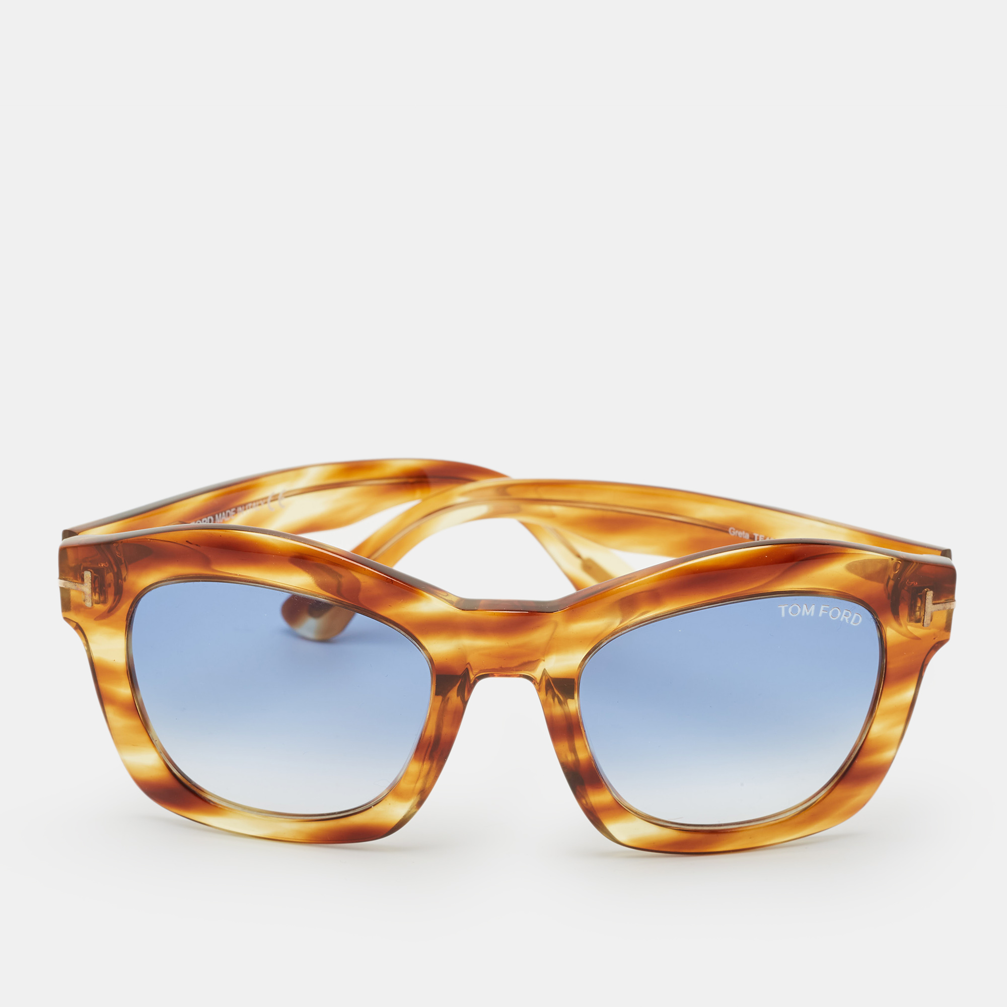 

Tom Ford Tortoise Brown/Blue Gradient TF431Greta Square Sunglasses