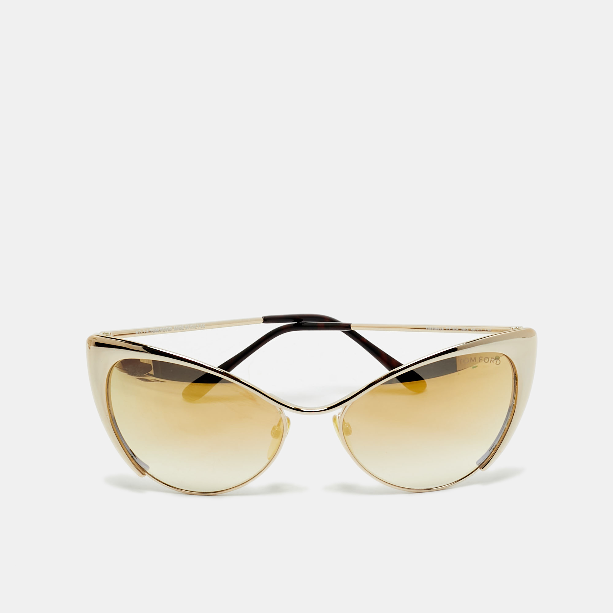 

Tom Ford Gold Gradient Mirrored TF304 Natasya Cat Eye Sunglasses