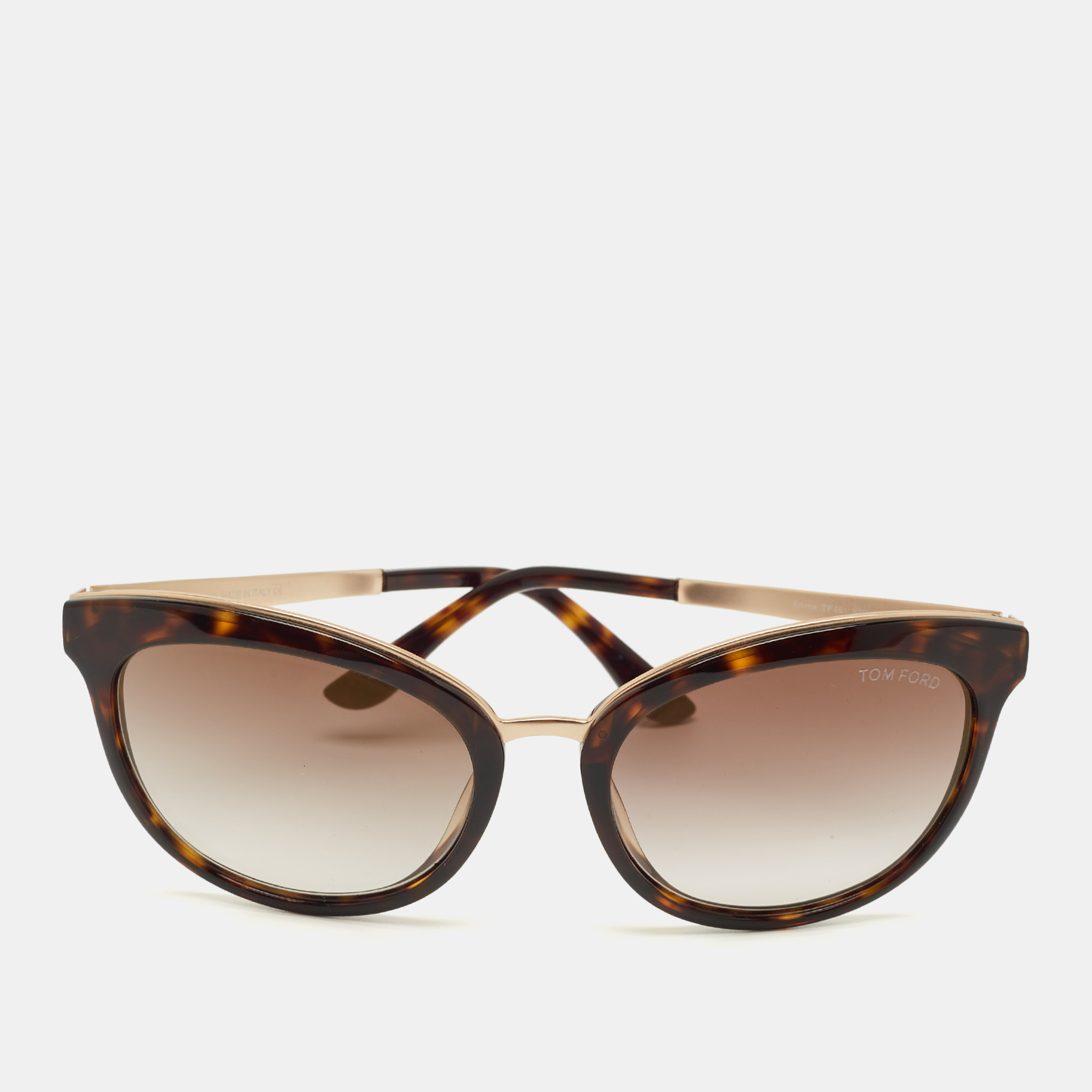 Pre-owned Tom Ford Tortoise Brown Gradient Emma Tf 461 Cat Eye Sunglasses