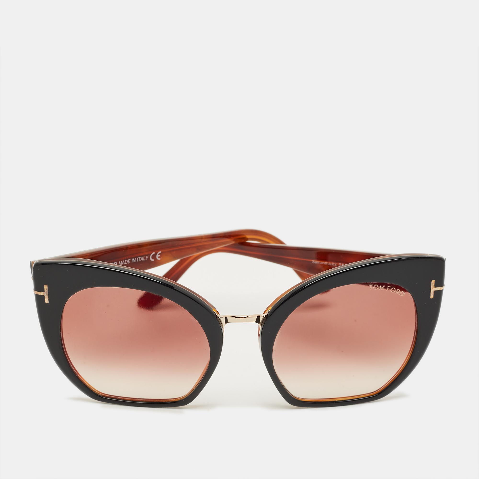 

Tom Ford Brown Gradient Samantha TF553 Cat Eye Sunglasses