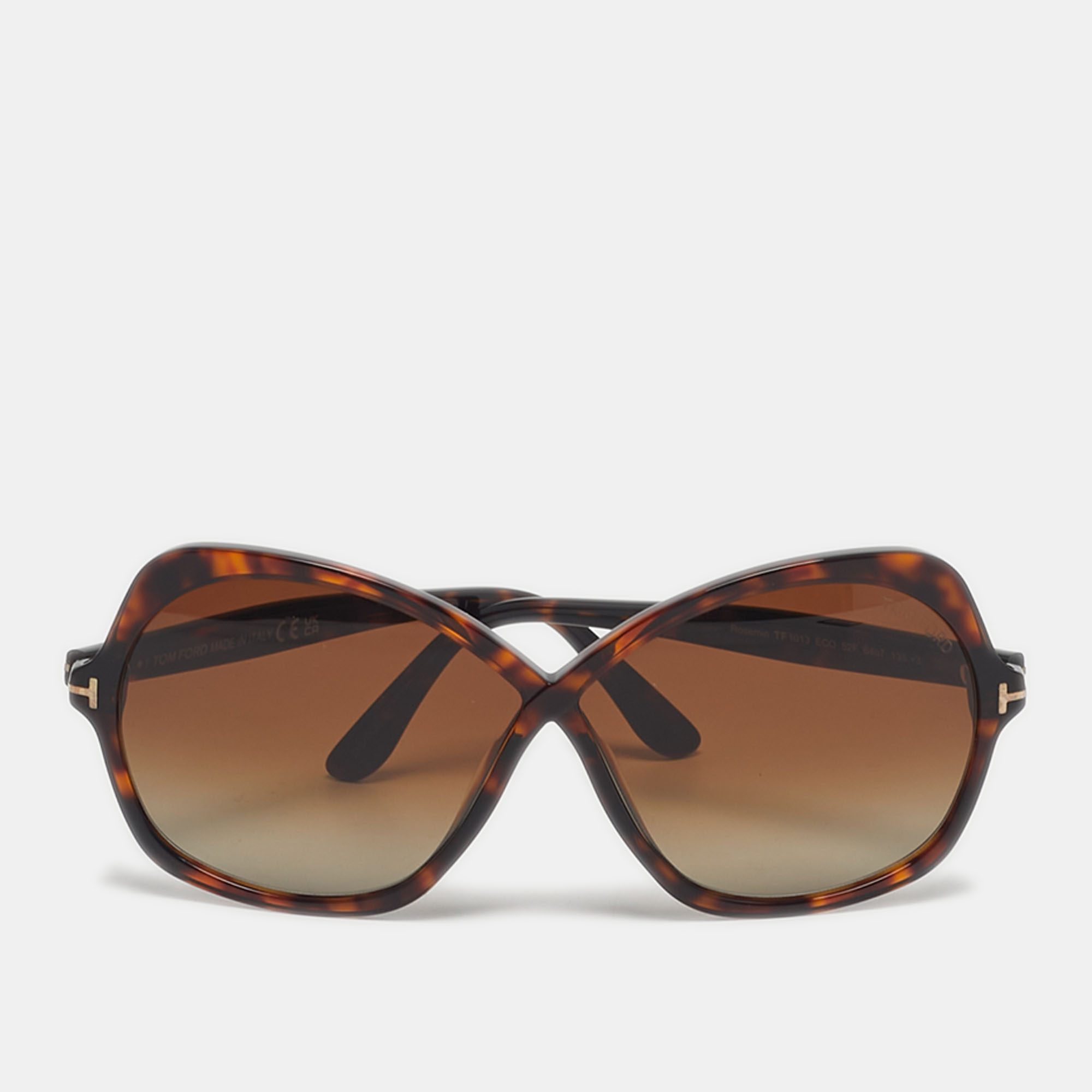 Pre-owned Tom Ford Tortoiseshell Brown Tf 1013 Rosemin Oversized Sunglasses