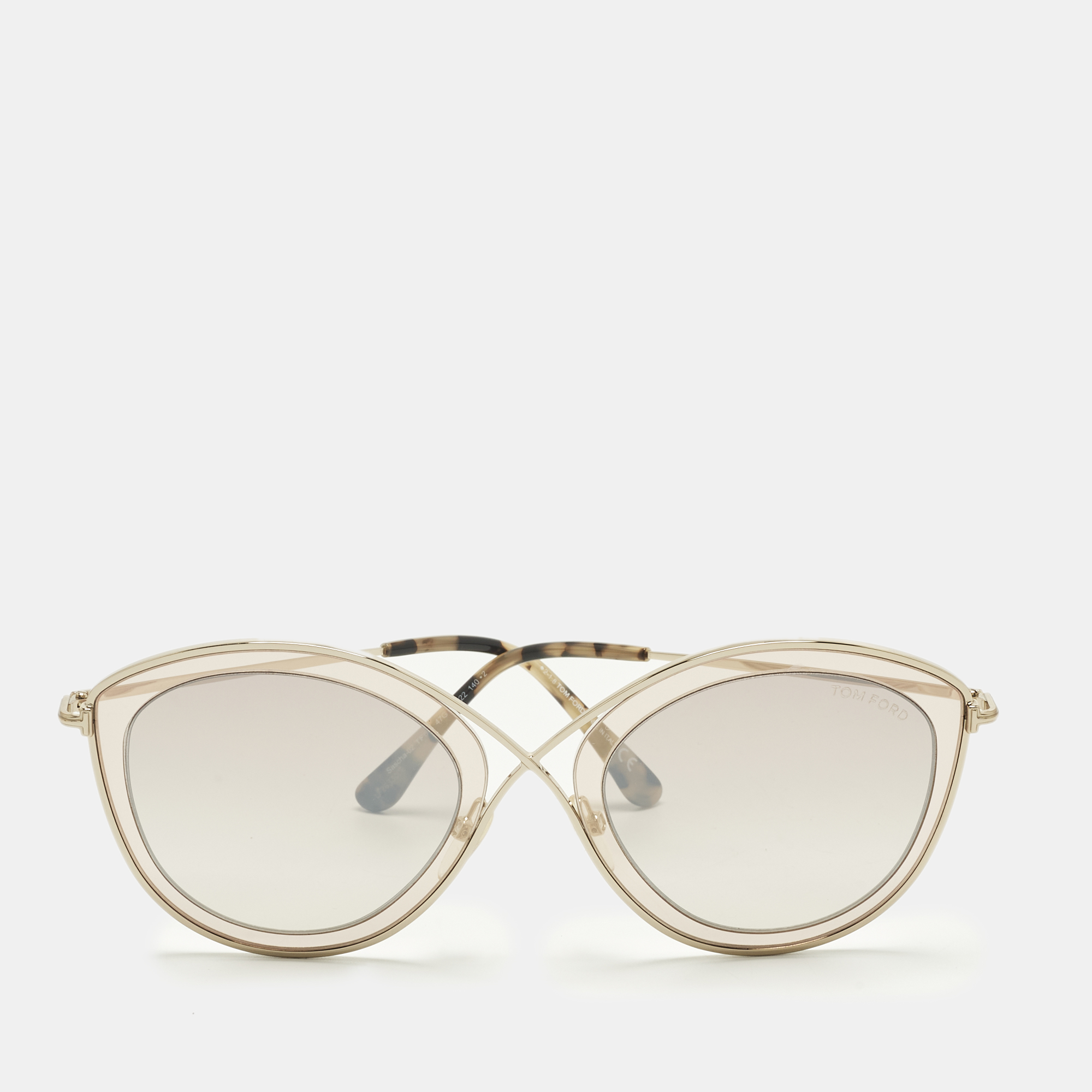 

Tom Ford Brown/Gold Tone Mirrored TF604 Sascha 02 Butterfly Sunglasses