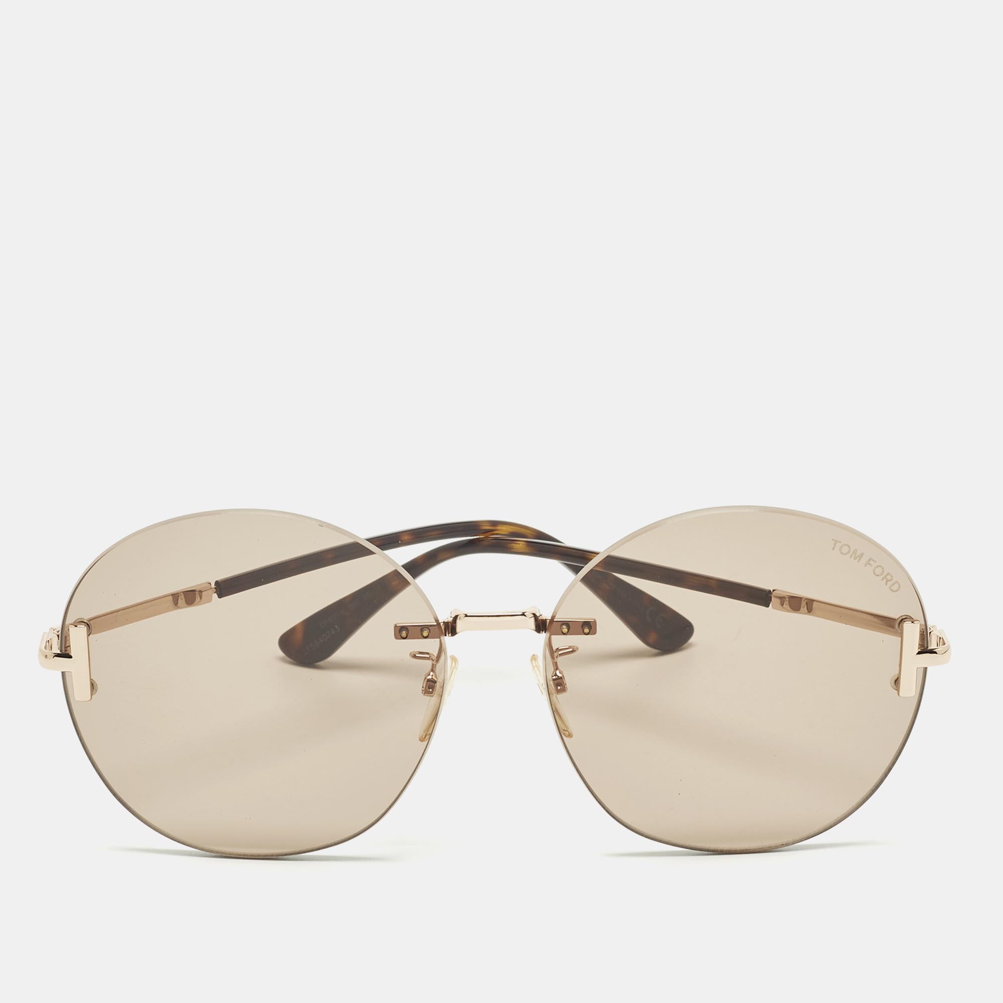 

Tom Ford Brown/Gold Tone TF811 K Round Sunglasses
