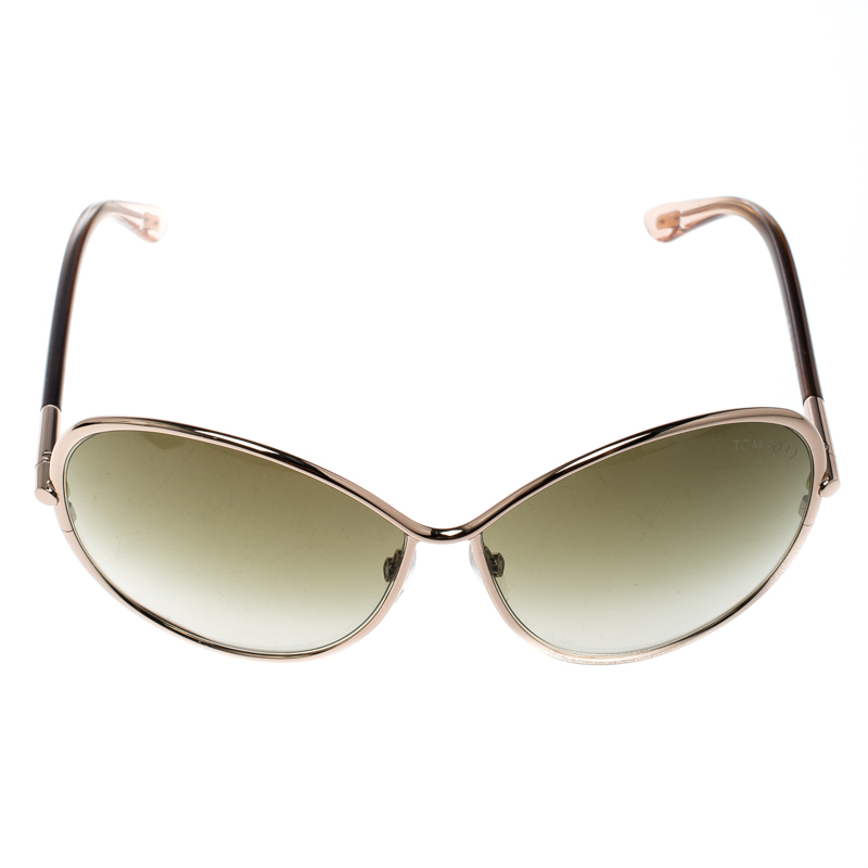 

Tom Ford Gold/Brown Gradient TF180 Iris Oversized Round Sunglasses