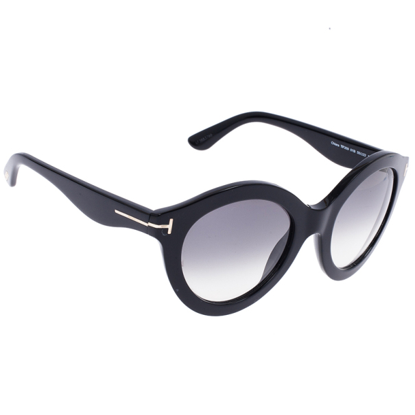 Pre Owned Tom Ford Black Chiara 55mm Round Sunglasses