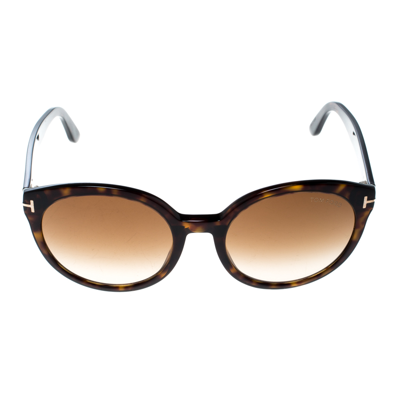 

Tom Ford Dark Havana/Brown Gradient Philippa TF503 Round Sunglasses