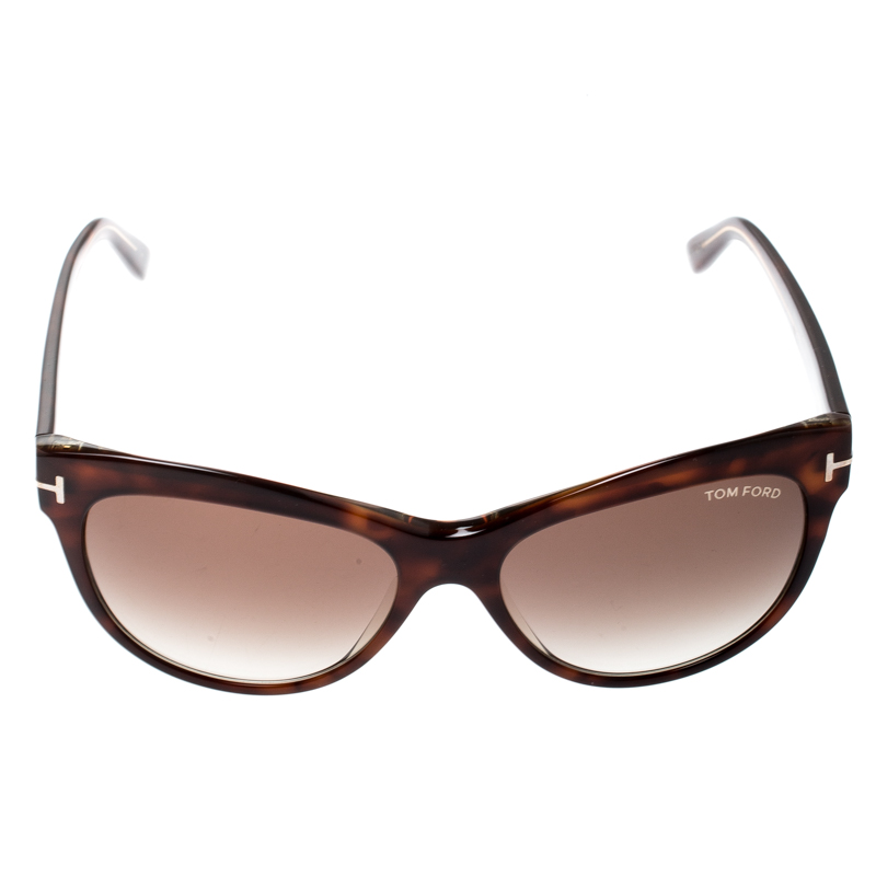 

Tom Ford Havana/Brown Gradient TF430 Lily Cat Eye Sunglasses