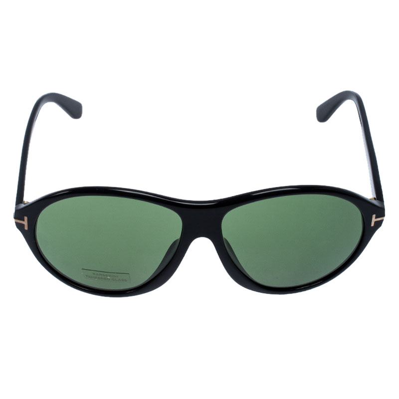 

Tom Ford Black/Green Tyler Oval Sunglasses